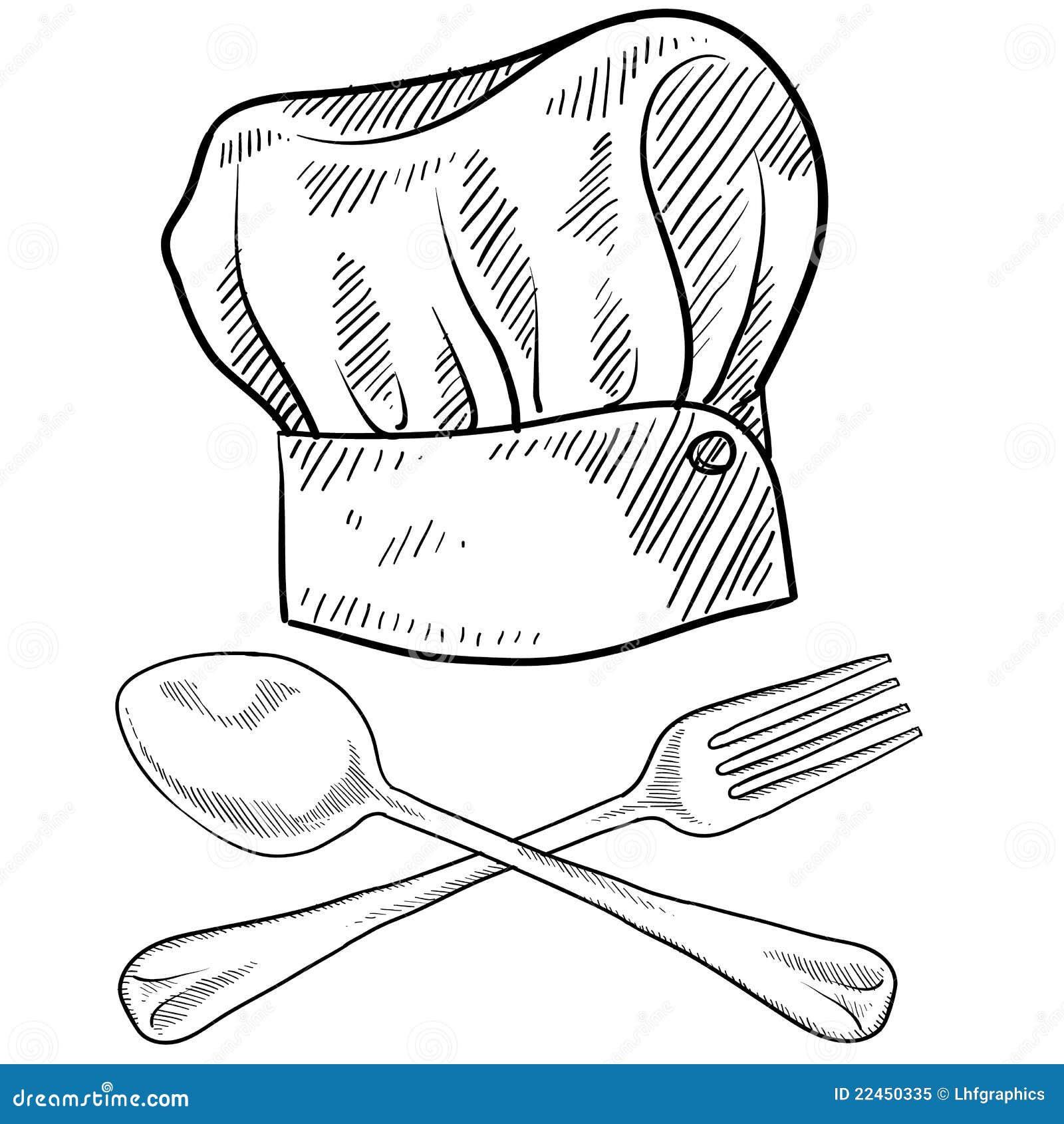 Chef Hat And Utensils Drawing Stock Vector - Image: 22450335