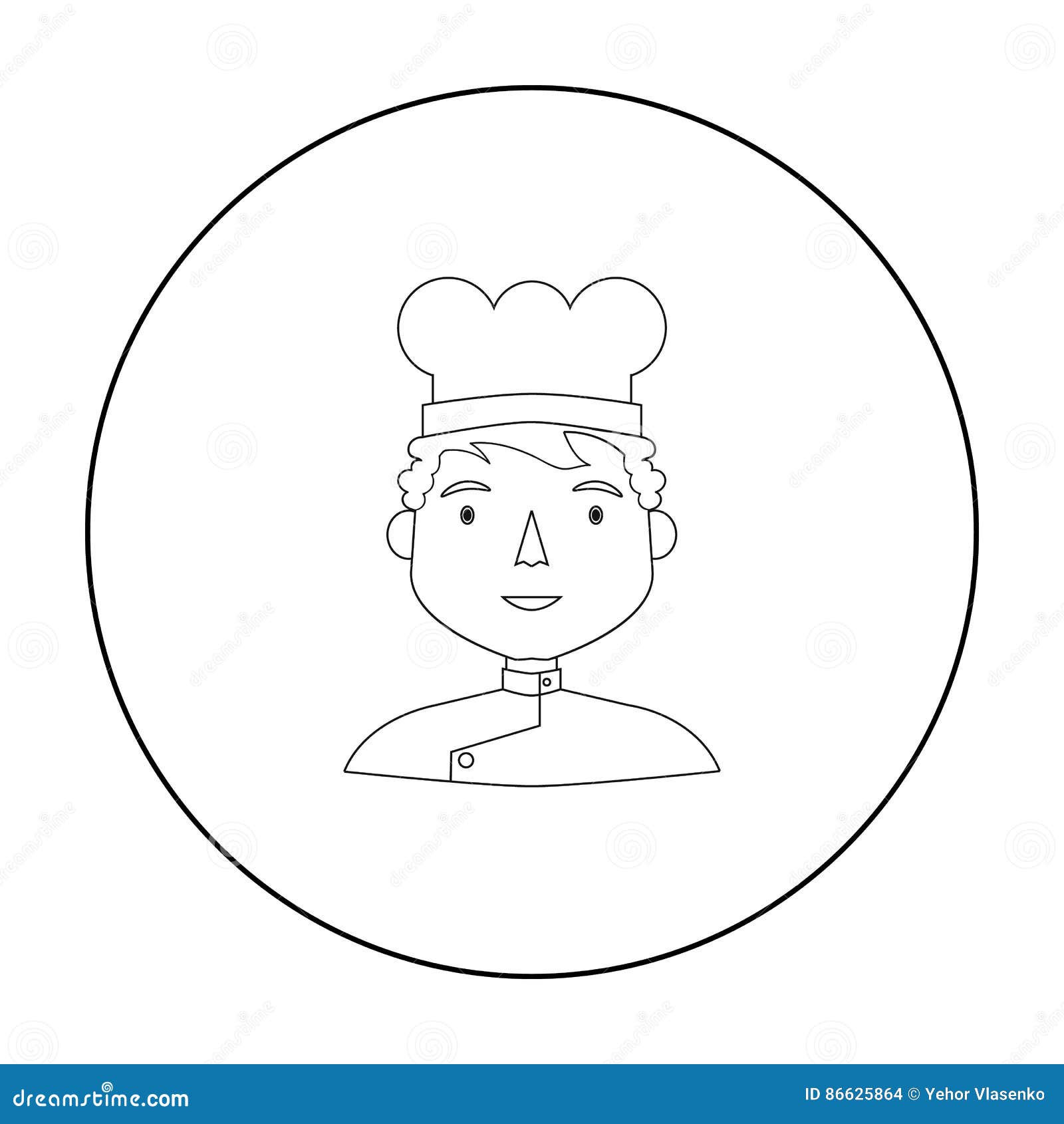 Chef Icon in Outline Style Isolated on White Background. People of ...