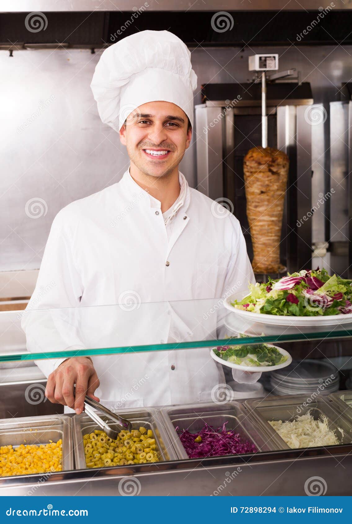  Chef  With Kebab  At Fastfood Stock Photo Image of 