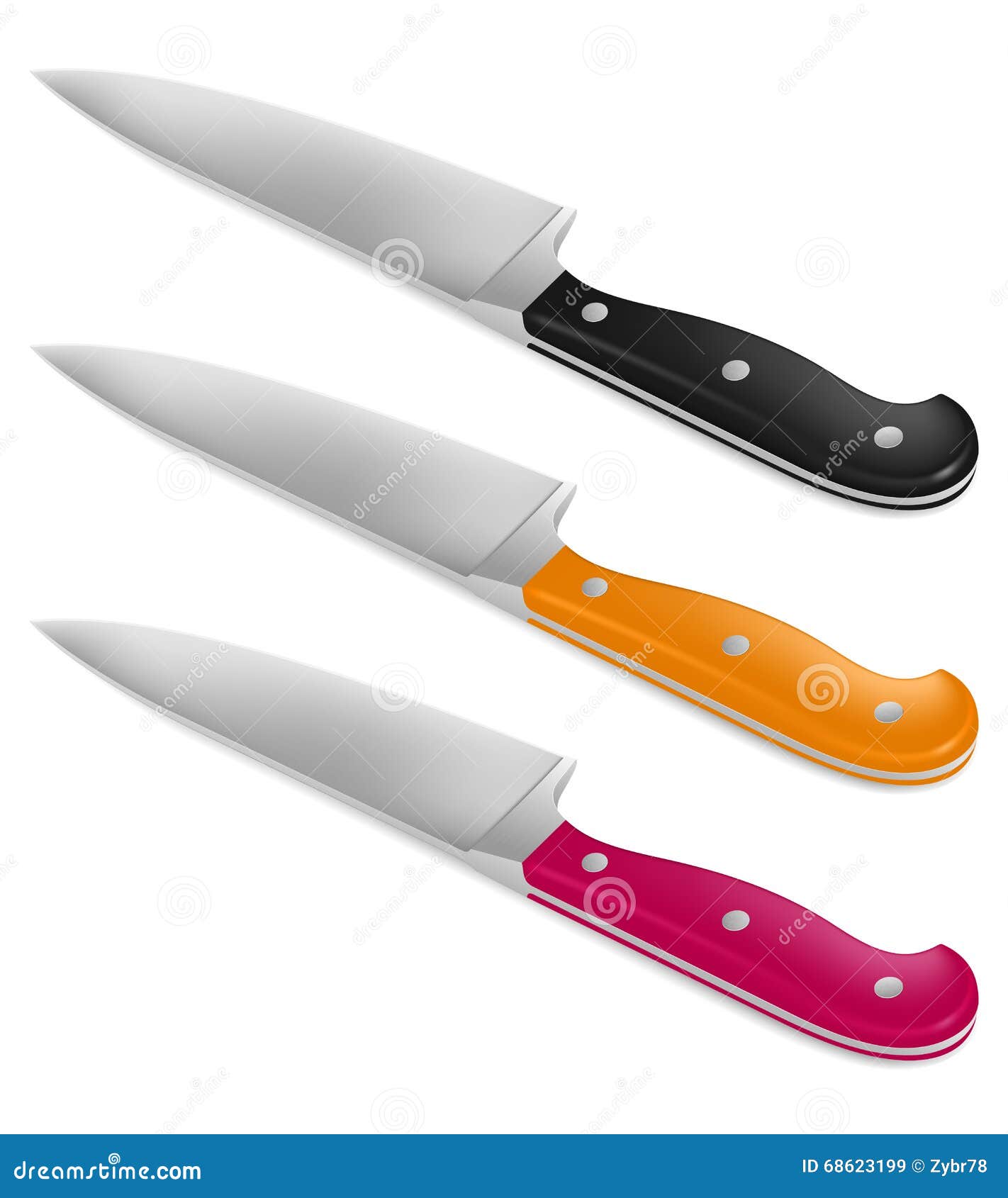 Chef Knife with Handle in Different Color Stock Vector - Illustration of  knife, collection: 68623199, image size:1422x1690