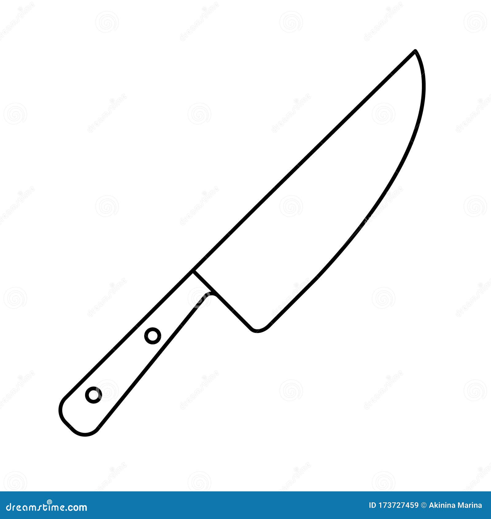 Chef Knife Icon. Thin Line Art Logo. Black Simple Illustration for Cutting  and Cooking Stock Vector - Illustration of dinner, handle: 173727459
