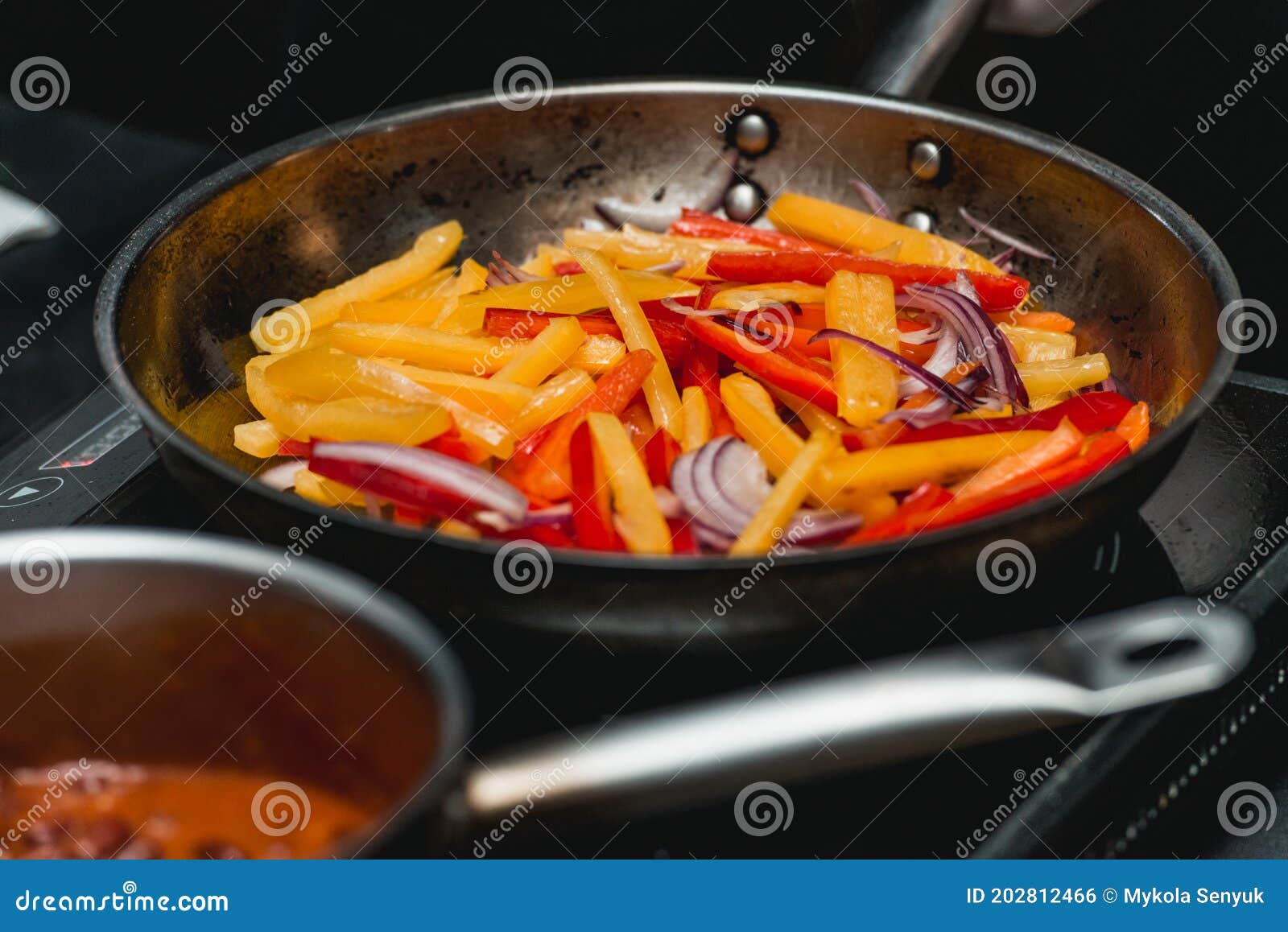 chef making healthy fresh fajitas or fajitos with beef. easy, but tasty, healthy. national mexican food, fresh oganic food