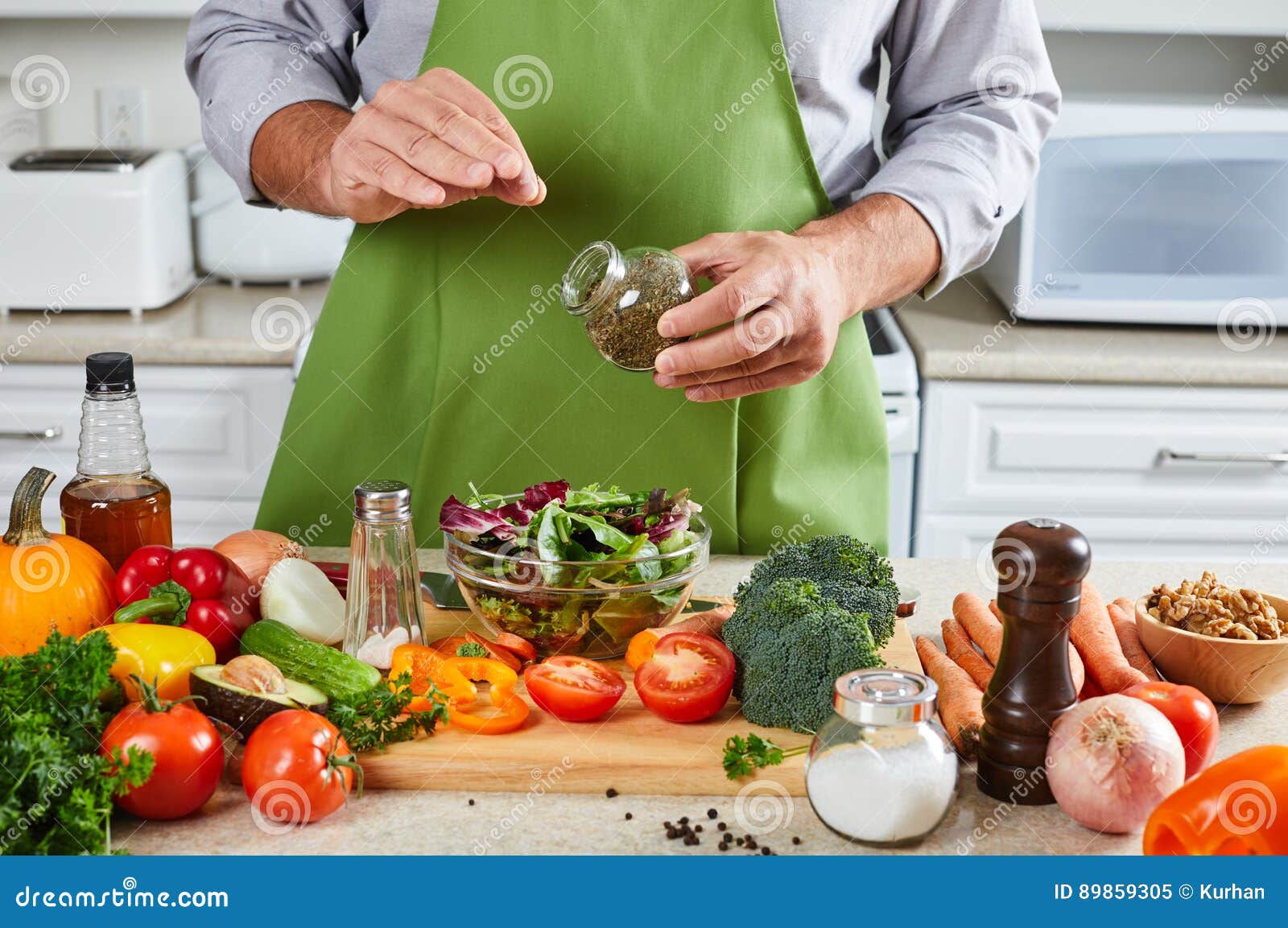 Chef Man Cooking in the Kitchen. Stock Image - Image of cutting, hands ...