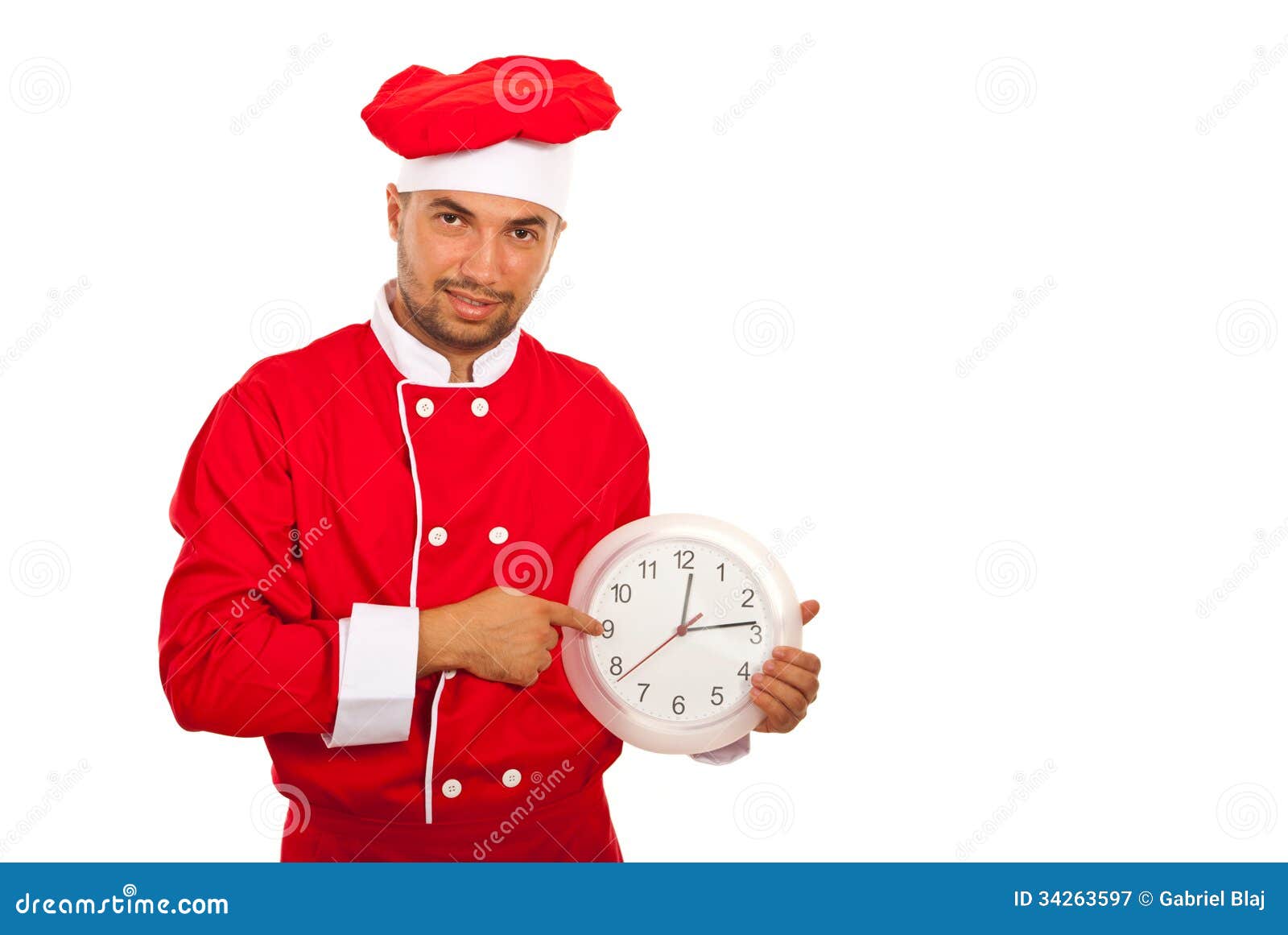 chef man indicate to clock