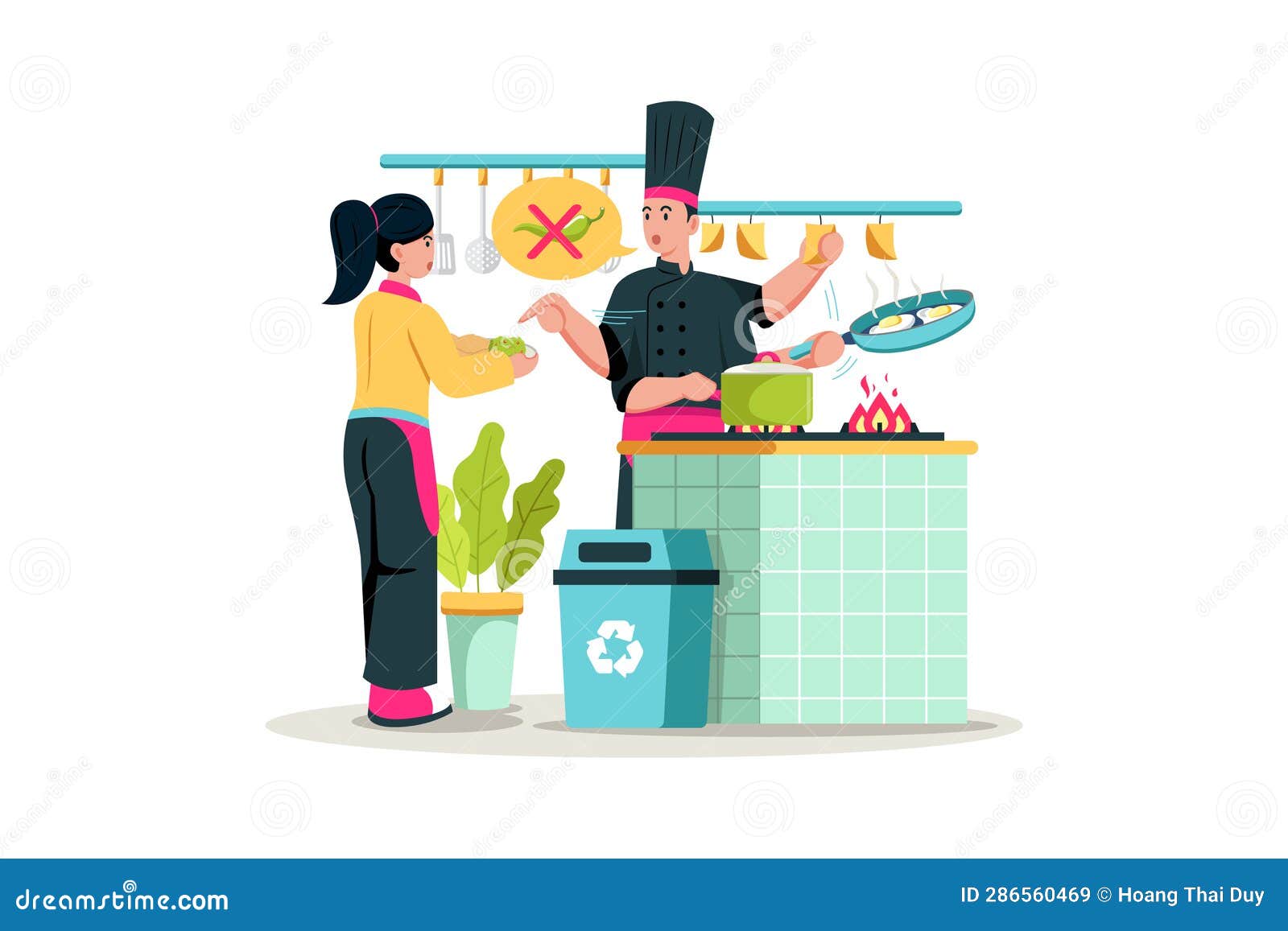 Chef Preparing Multiple Dishes and Managing Kitchen Staff during a Busy