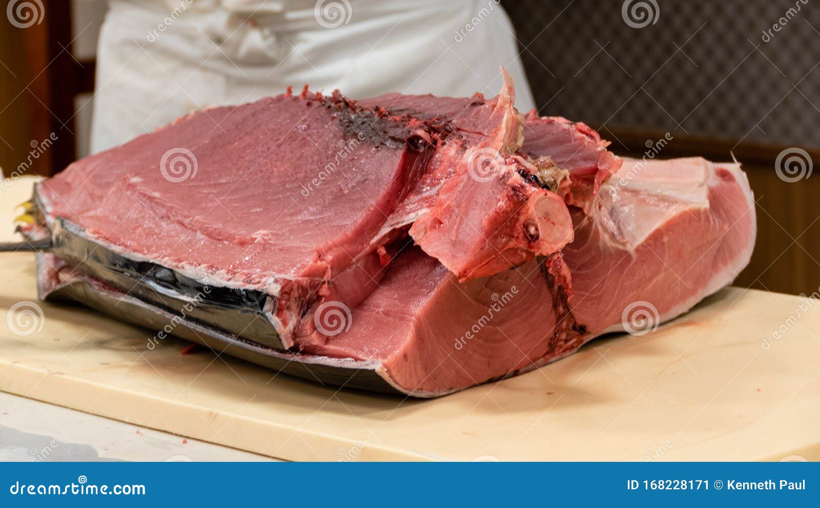 Chef Preparing Tuna Sashimi Stock Image Image of kitchen, cutting