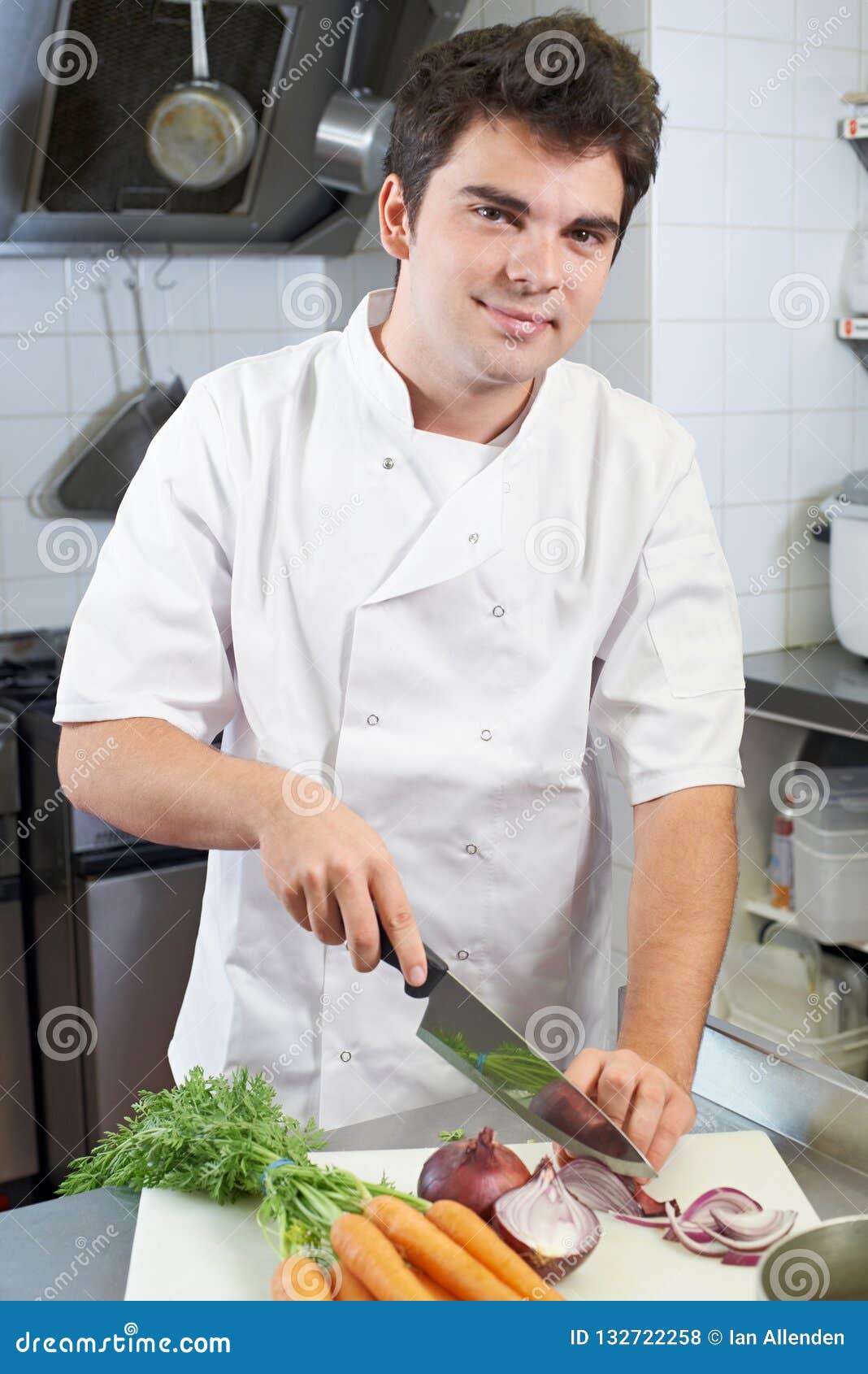 Portrait of Chef Preparing Vegetables in Restaurant Kitchen Stock Photo Image of portrait