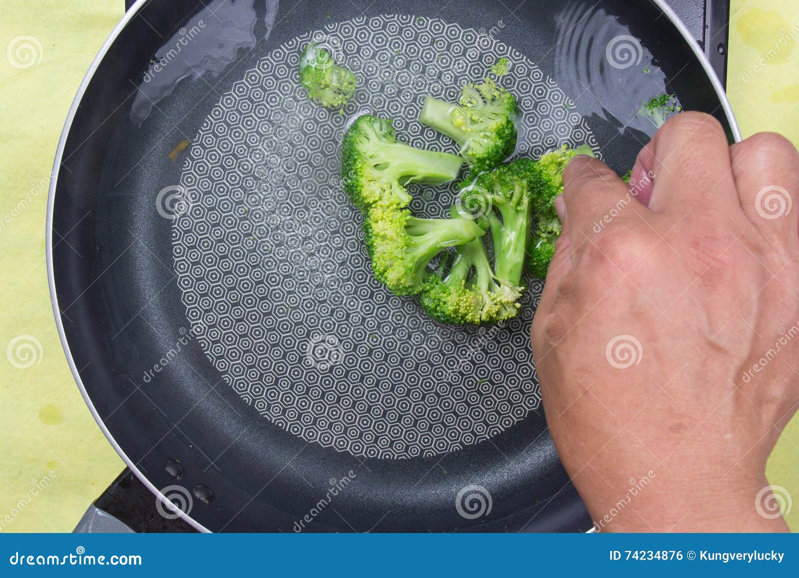 Chef Putting Broccoli Hot Water Stock Photo Image of background, bowl 74234876