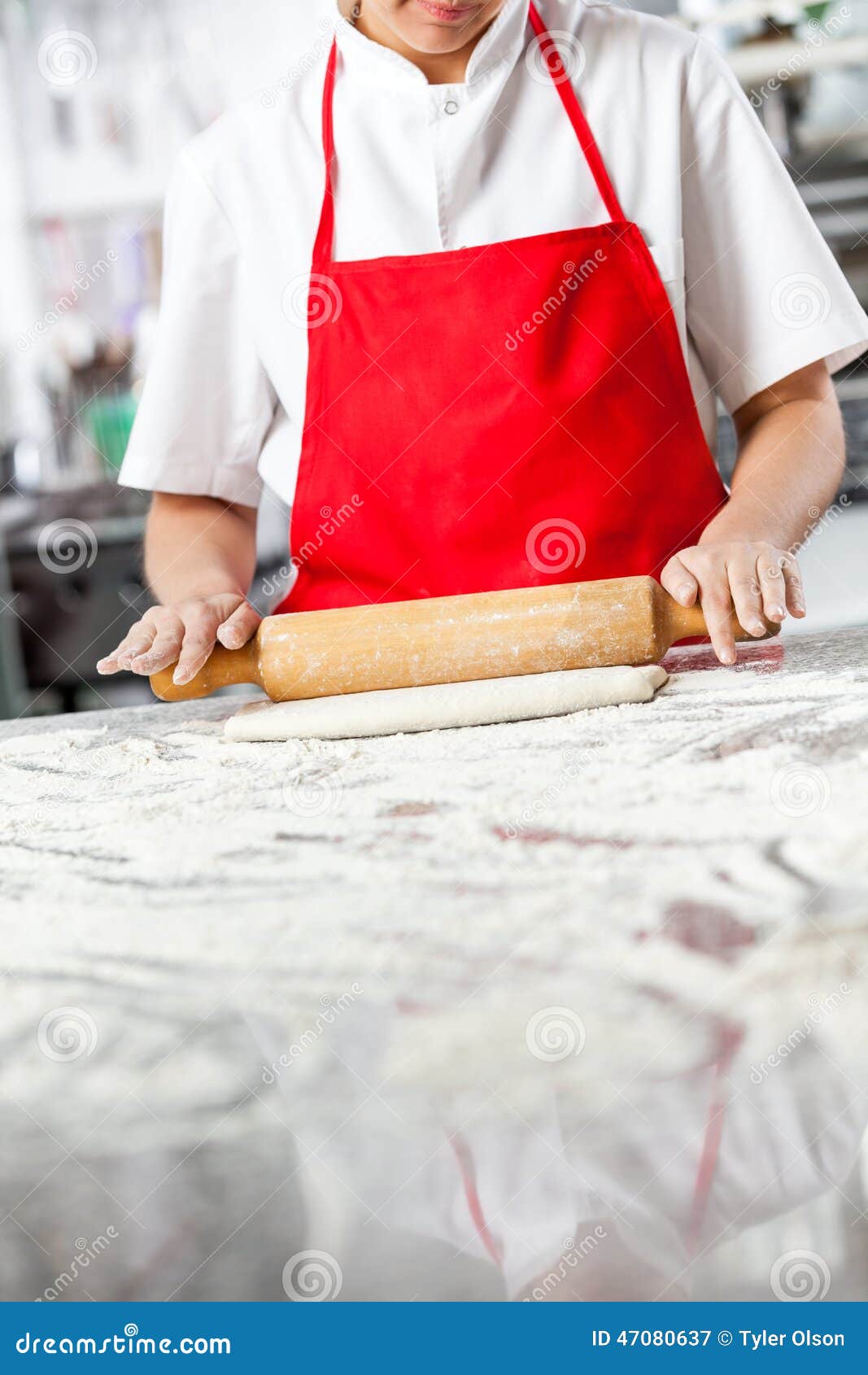 Chef Rolling Dough At Counter Chef Rolling Dough At Counter Stock Image Image Of