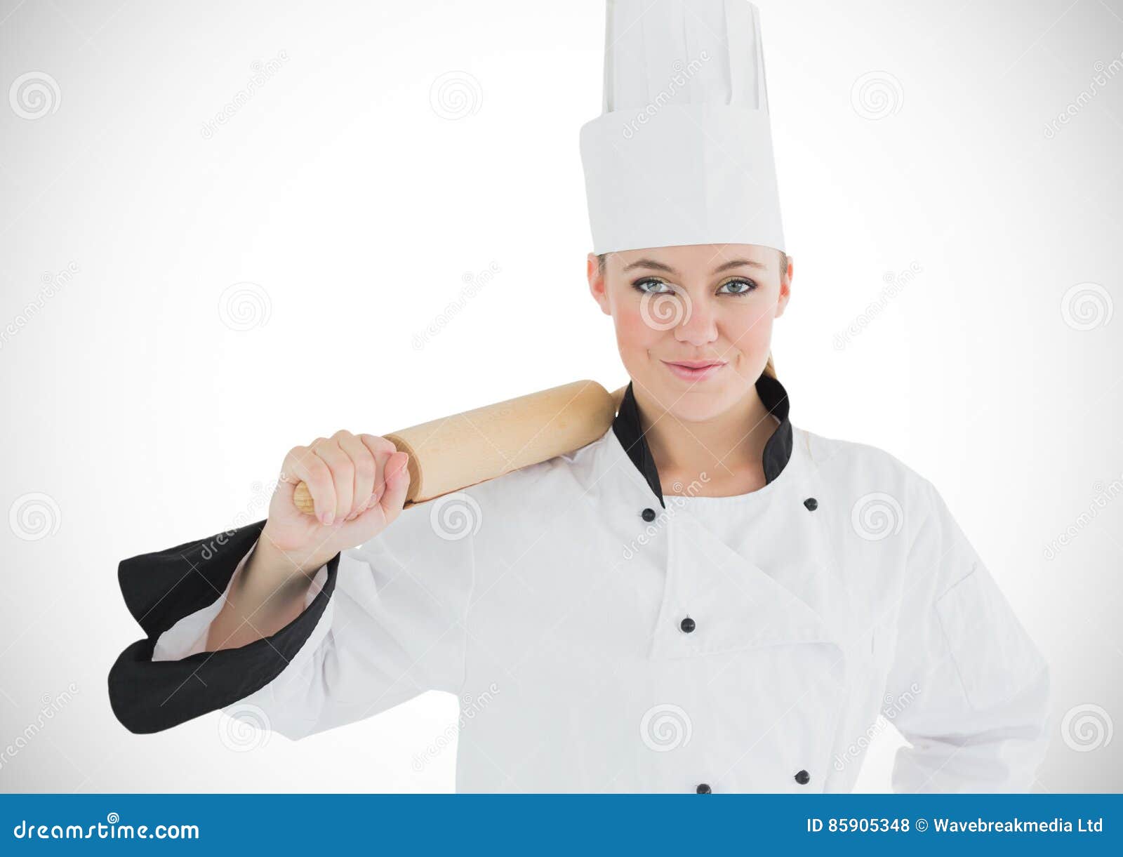 Chef with Rolling Pin Against White Background Stock Photo - Image of ...