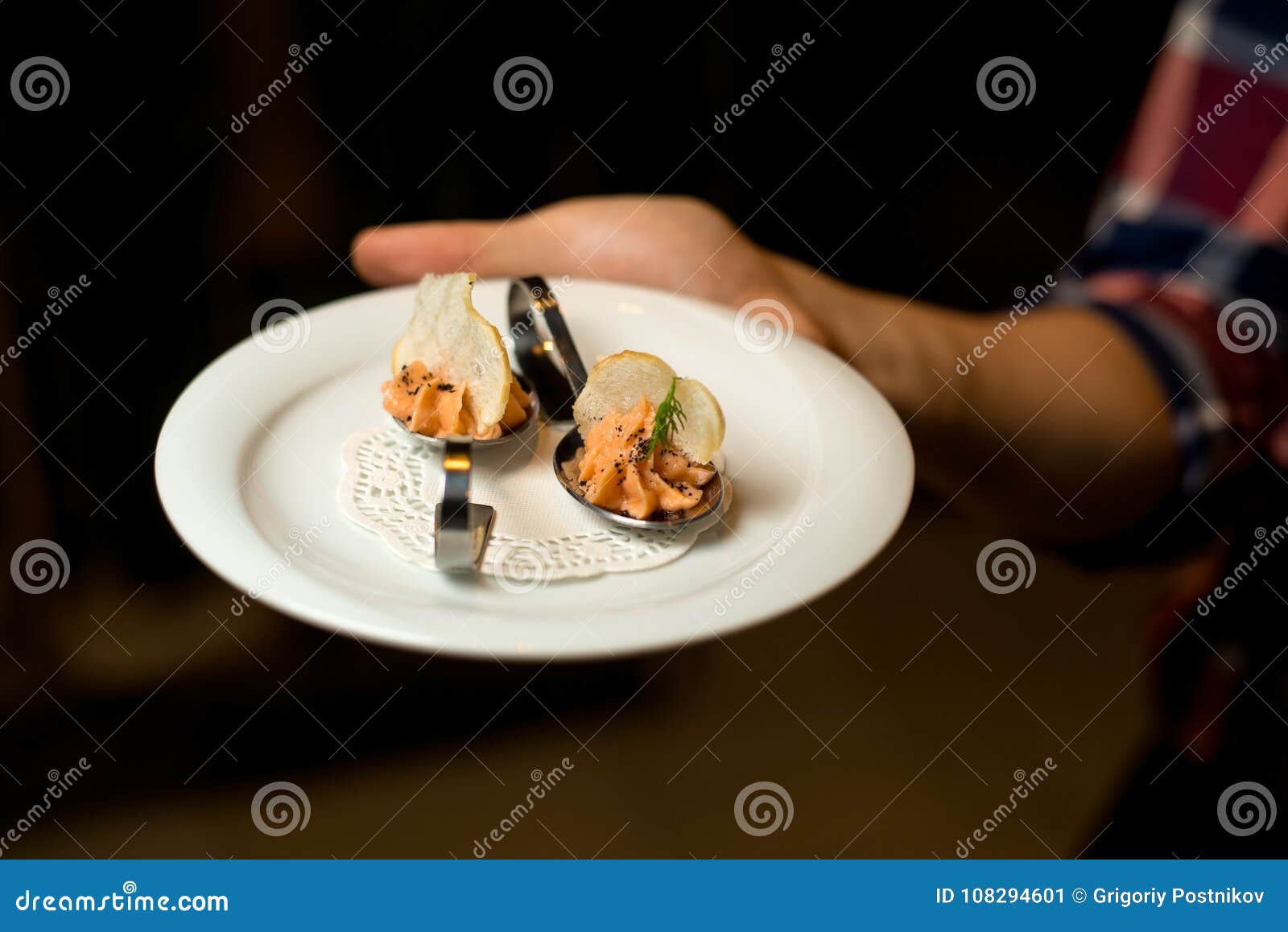 Chef S Specialty Presented in Restaurant on Served Table Stock Image