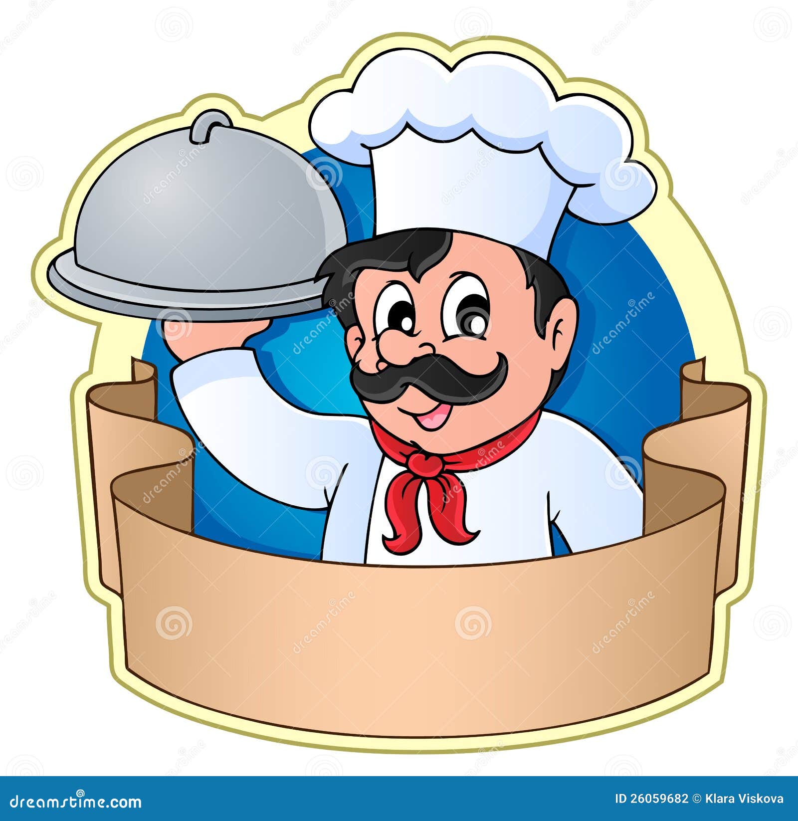 Cartoon Chef Woman Logo With Banner Royalty Free Stock Photos