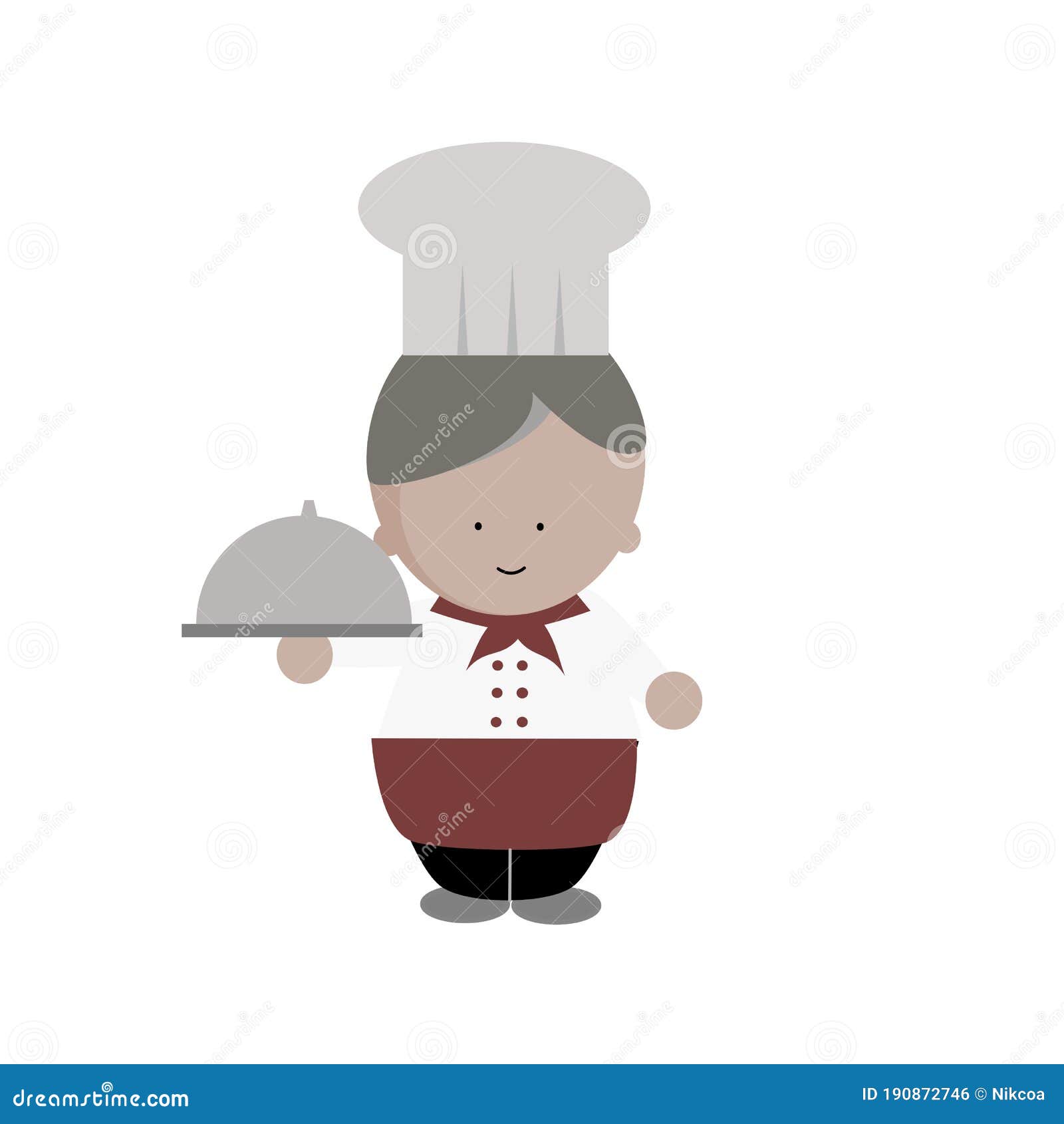 Chef Varón Con Uniforme O Mano Del Camarero Retiene La Bandeja De La Comida  Con Dibujos Animados De Iconos De Portada Ilustración del Vector -  Ilustración de gente, icono: 190872746