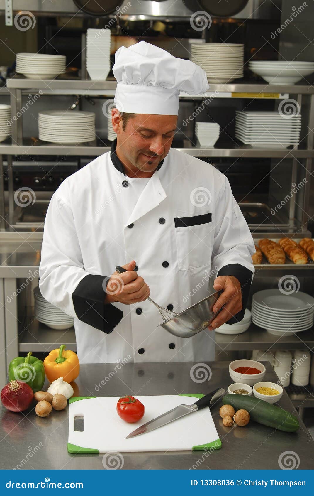 Chef with vegetables stock photo. Image of cutting, business 13308036