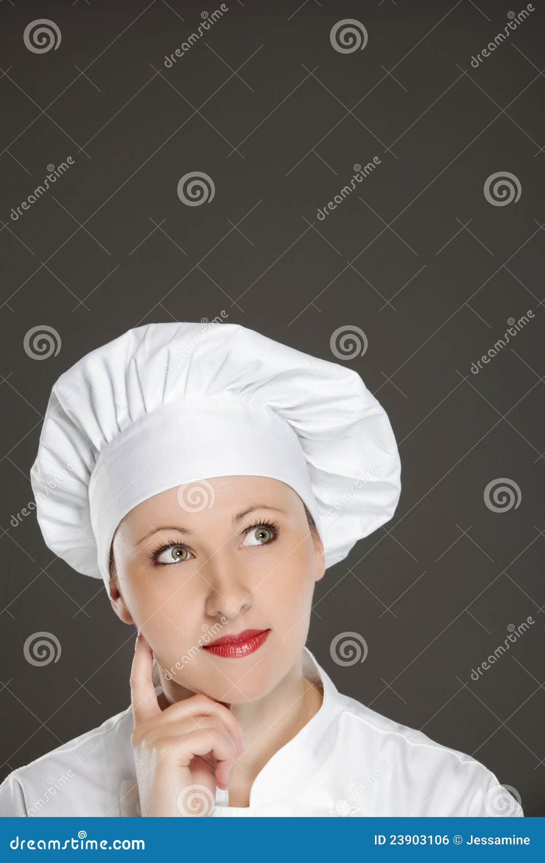 Chef woman having an idea stock photo. Image of blue - 23903106
