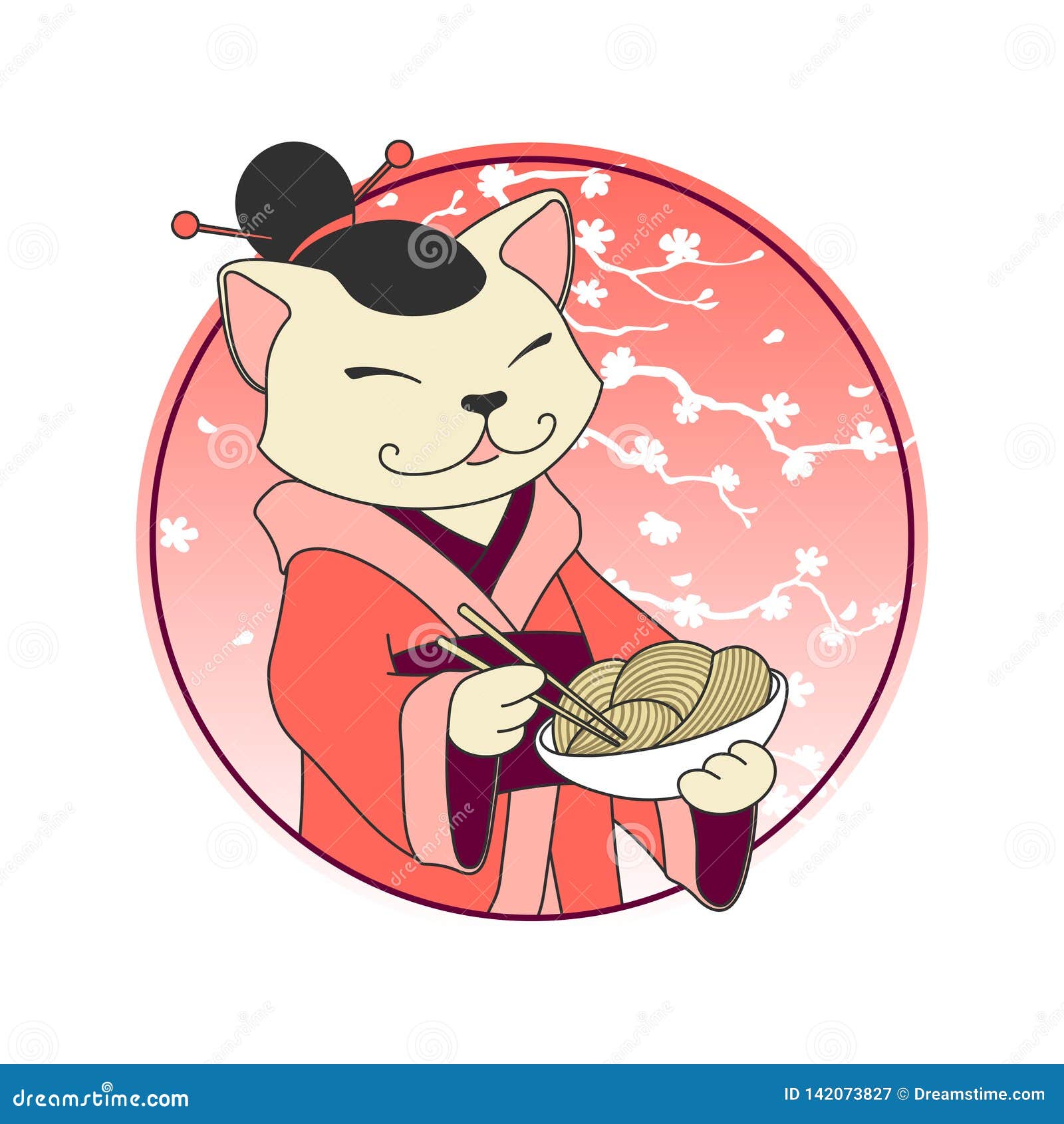 Desenho De Sushi Animado Com Um Esboço Rosto Estilo Anime Vetor