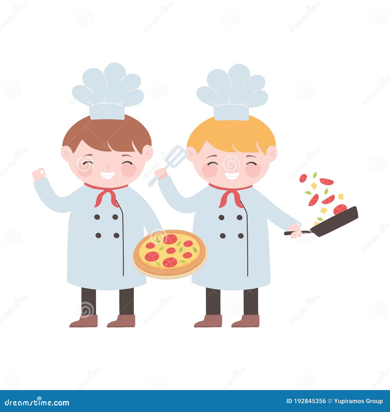 Chefs Cartoon Character with Pizza Vegetables and Spatula Stock Vector