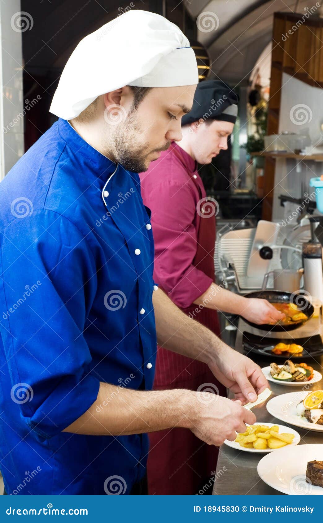 Chefs at decoration food stock photo. Image of cook, industry 18945830