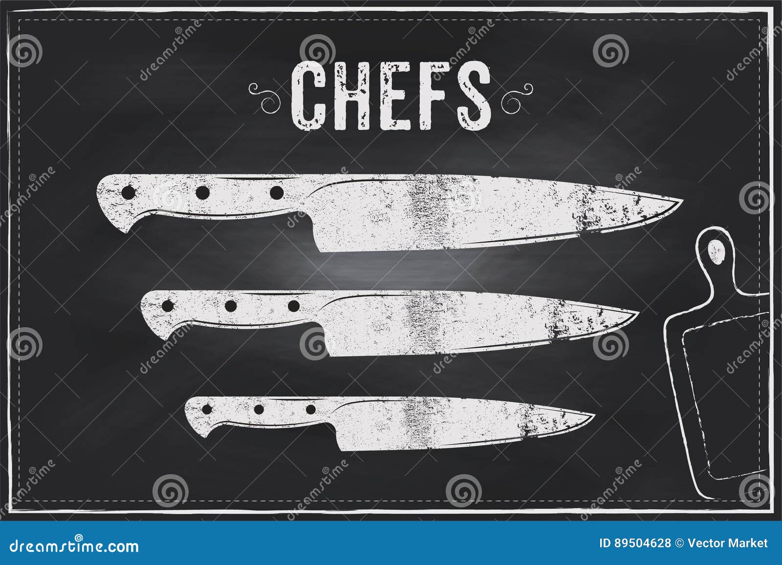 Chefs Knife. Vector Sketch Chalk Illustration Design Stock Vector