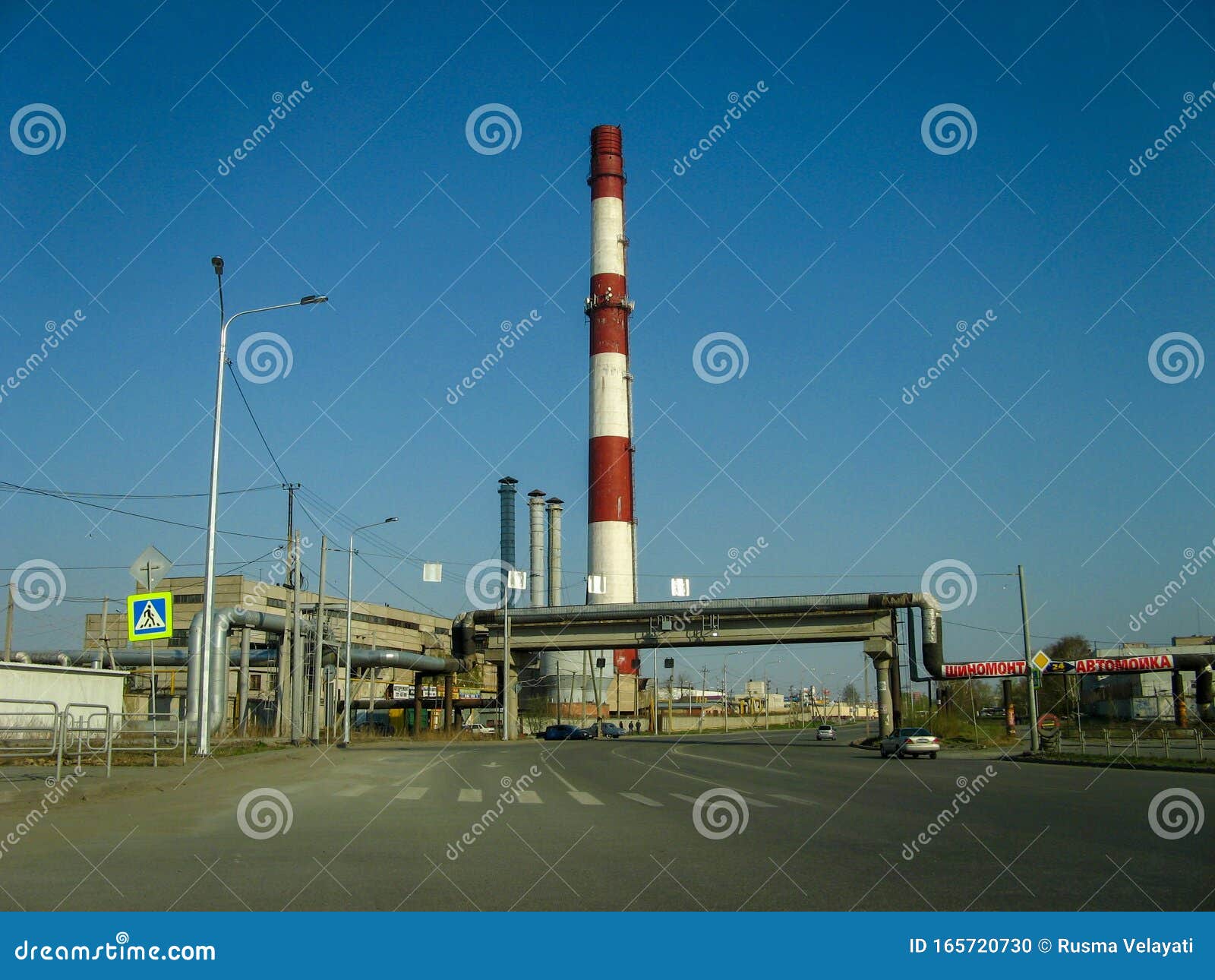 Chelyabinsk Central Hot Water Chimney. Russian Chimney with Blue Sky  Editorial Image - Image of ticket, carousel: 165720730