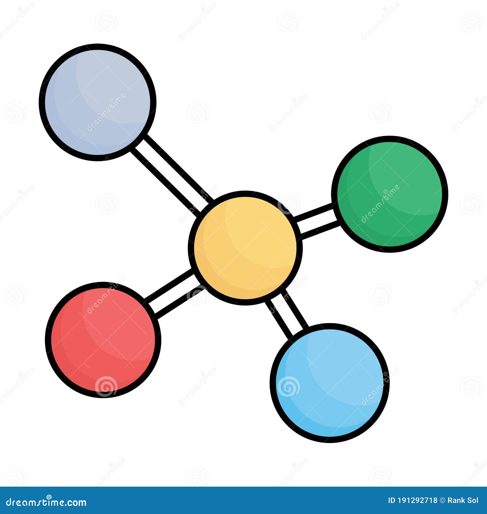 A Chemical Bonding Symbol Representation Of One Larger Atom Binding To