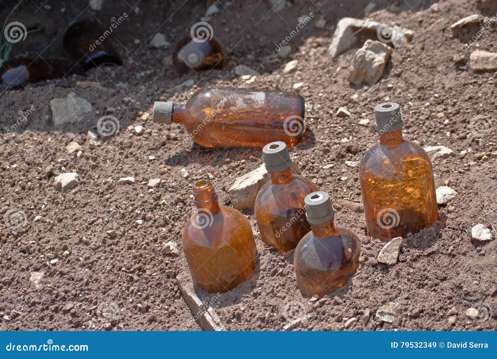 chemical bottles littering the mount