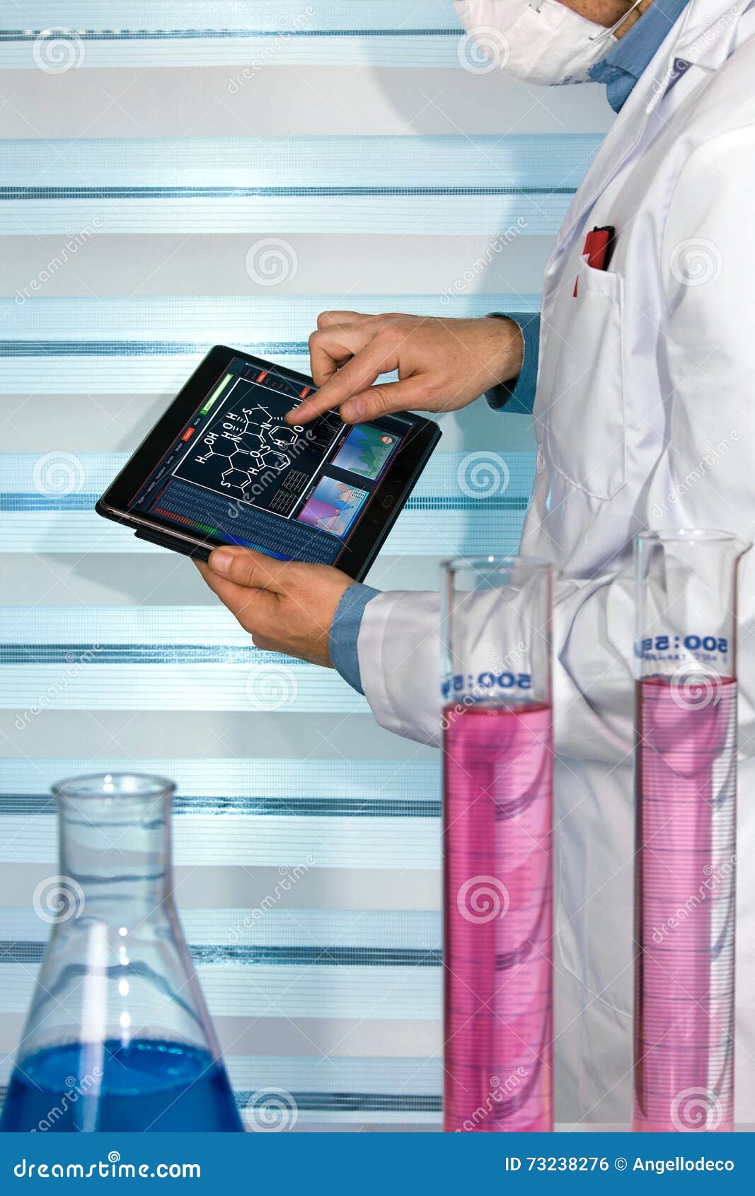 Chemical Engineer Working with Tablet in Chemistry Laboratory Stock ...
