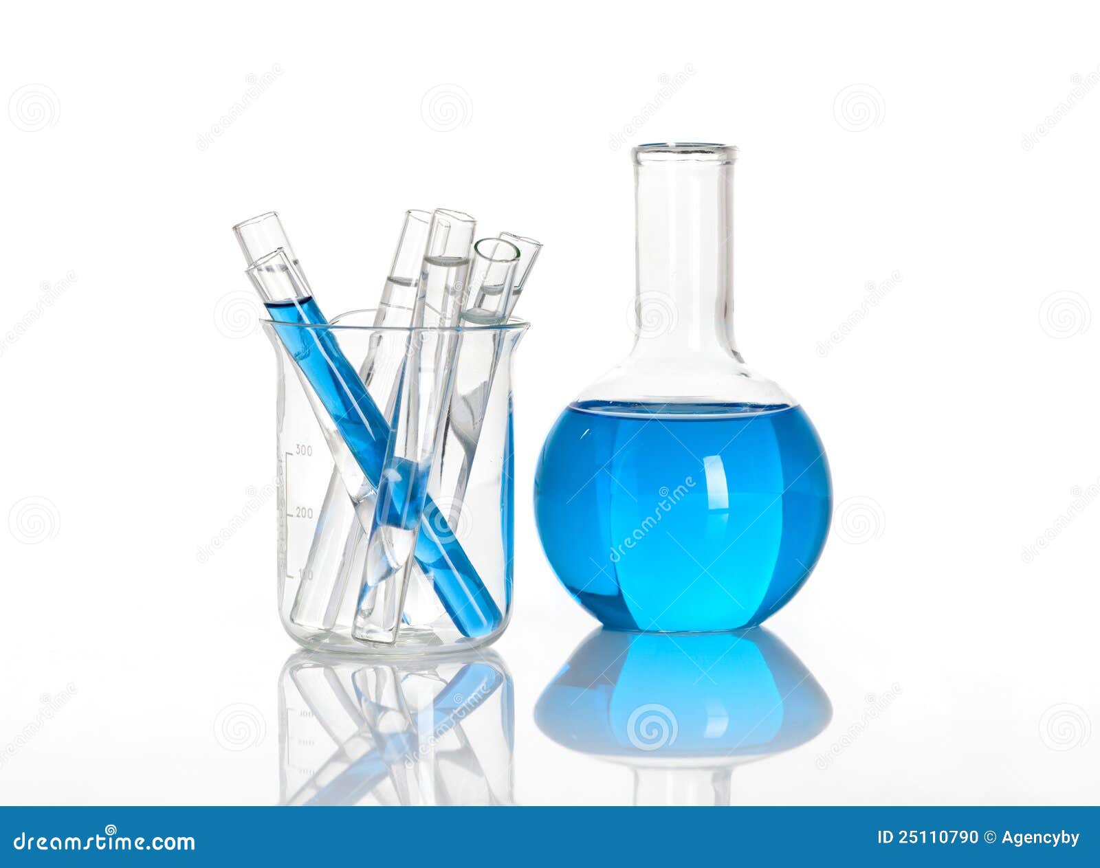 Chemical Flask with a Blue Tubes Inside Stock Photo Image of color