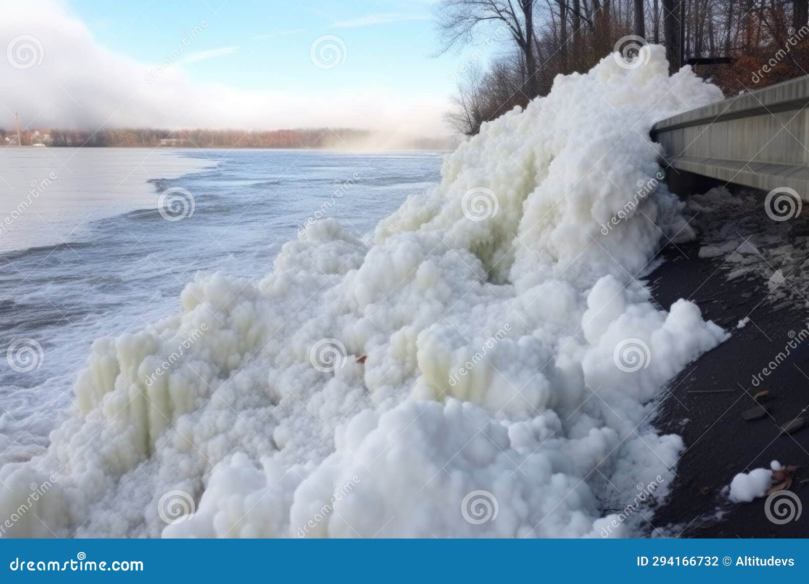 Chemical Foam on River Bank Stock Photo Image of generative