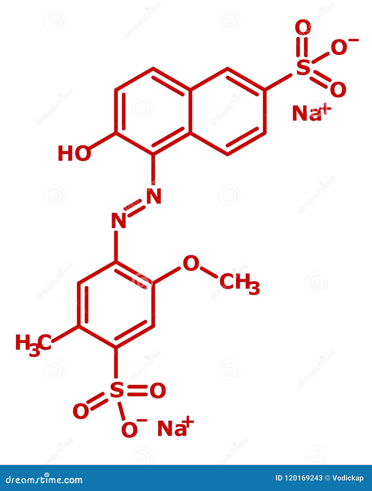 Allura Red formula - E129 stock image. Illustration of chemistry - 120169243