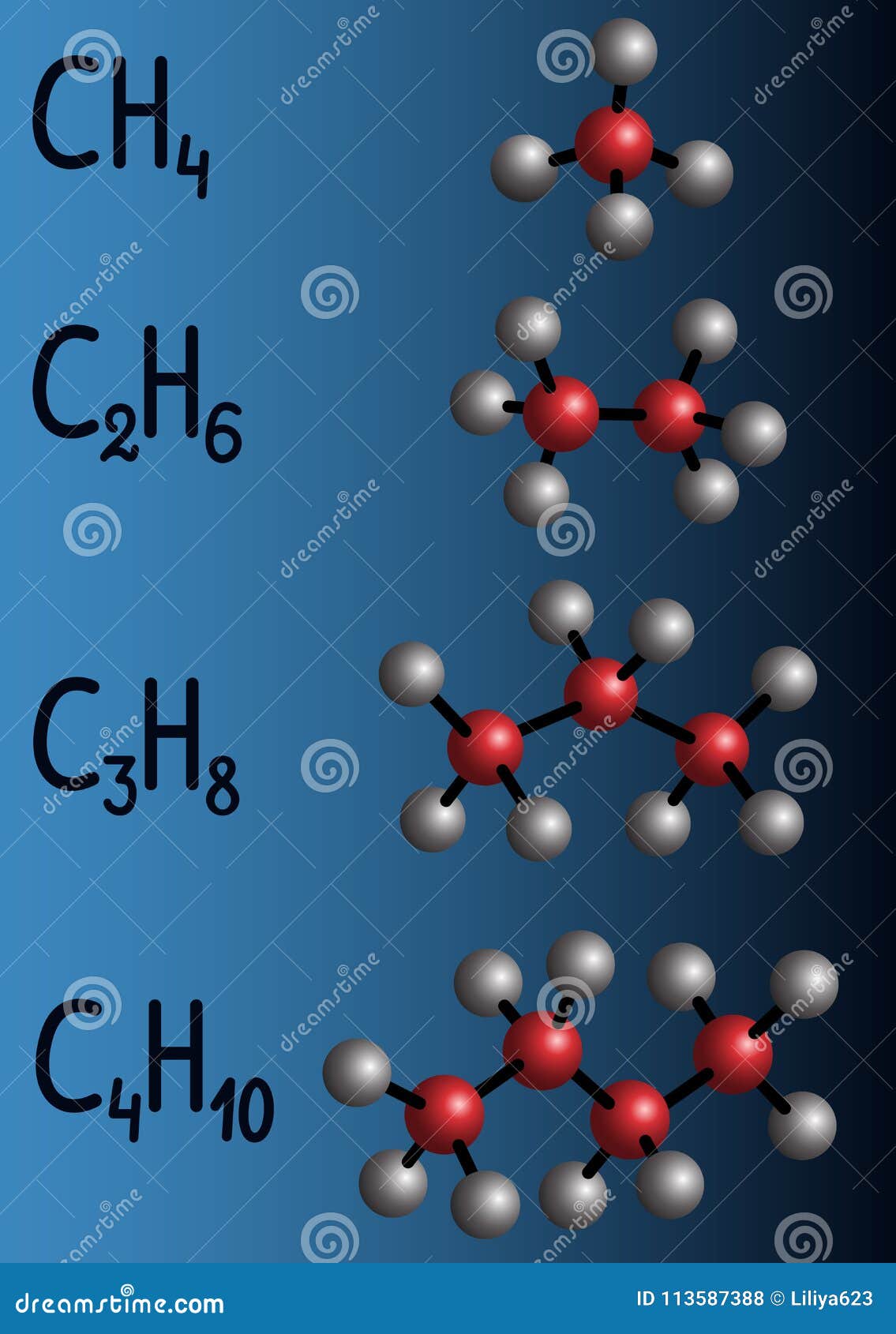 Formula C2H4 Chemical Methane And Ethane CH4, Molecule Model ...