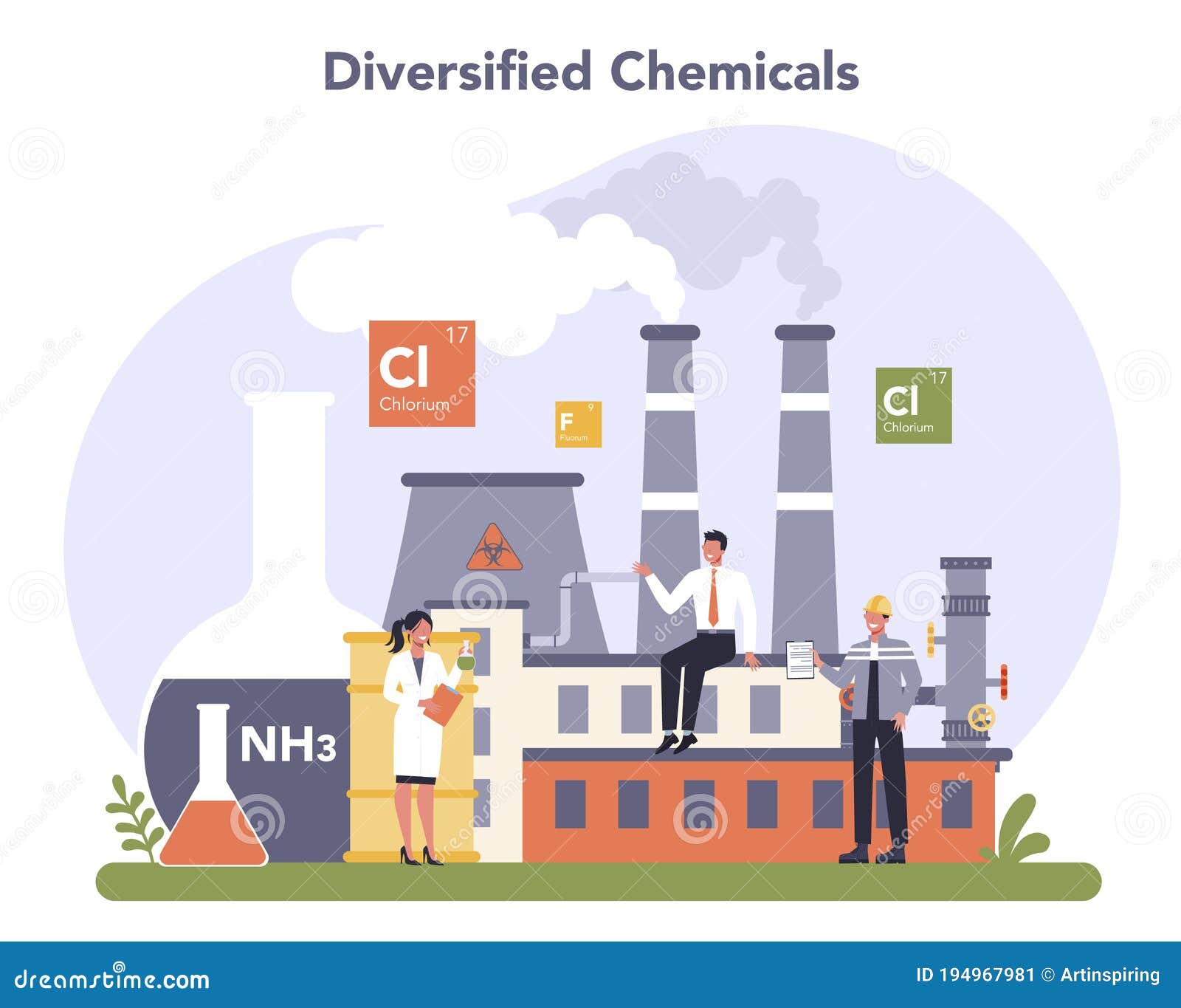 Chemical Industry Concept. Industrial Chemistry and Chemicals Stock Vector - Illustration of atmosphere, refinery: 194967981
