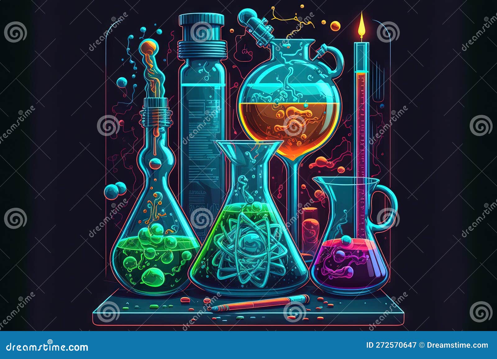 Chemical lab glassware stock illustration. Illustration of medical