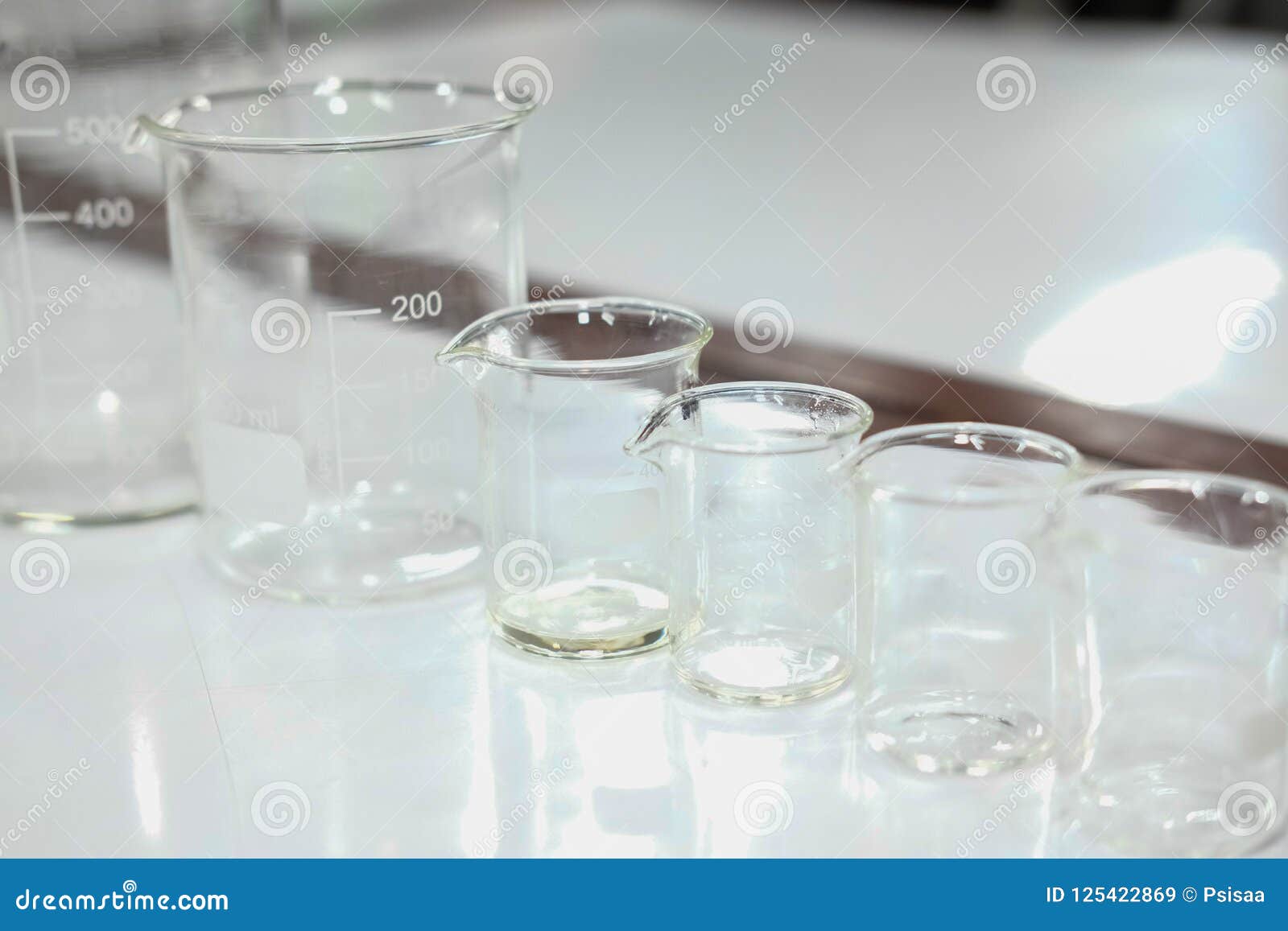 Chemical Laboratory Beaker Glassware. Science Research & Develop Stock