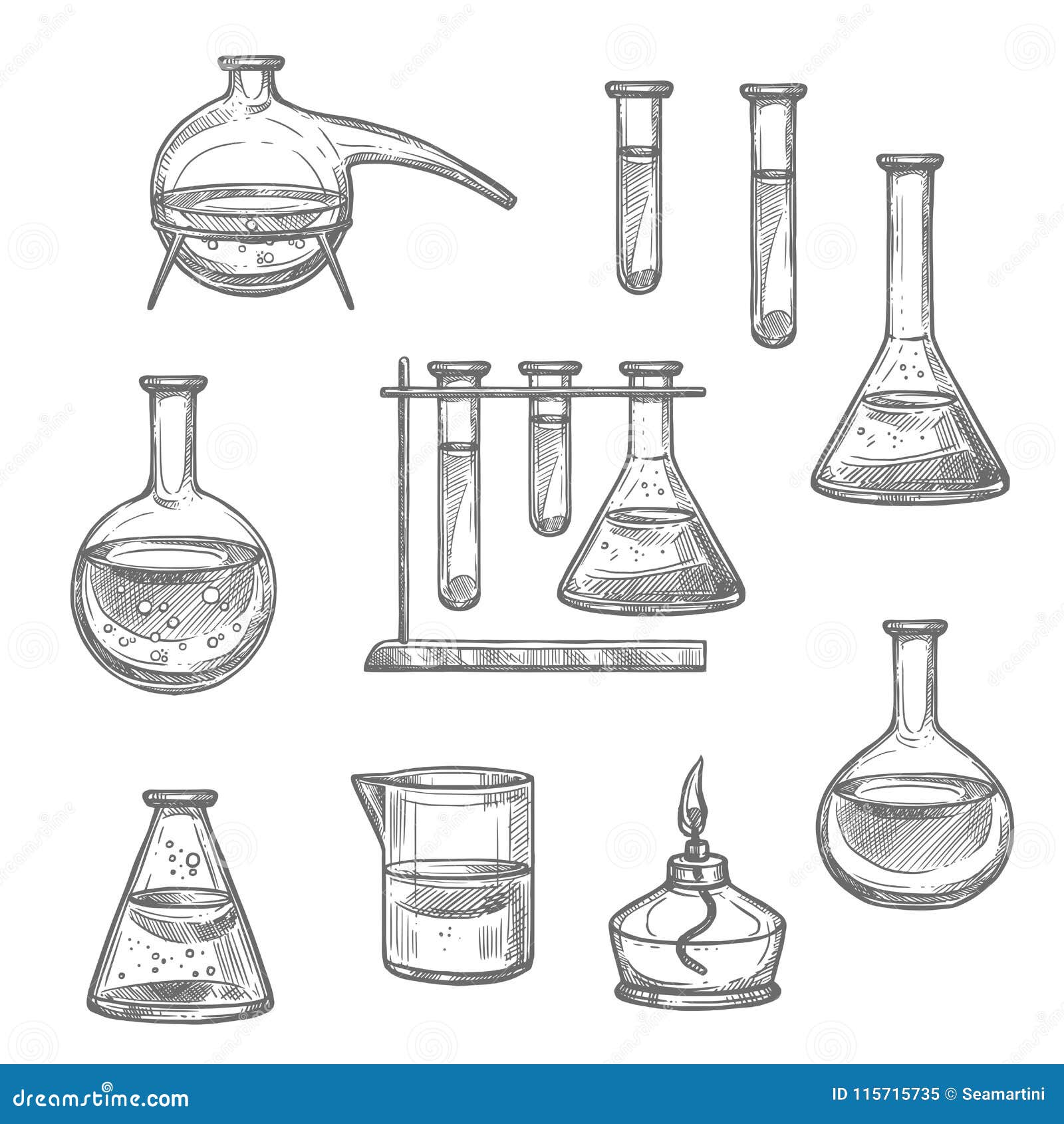 Draw Chemistry Lab Equipment : Hand Drawn Set Of Chemistry Laboratory ...