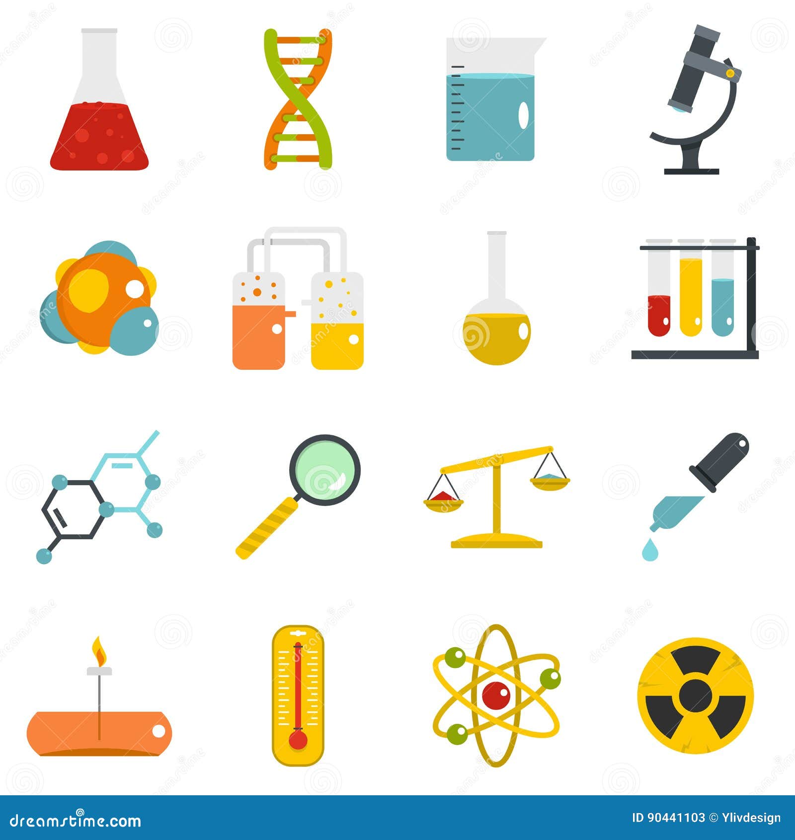 Chemical Laboratory Icons Set in Flat Style Stock Vector - Illustration ...