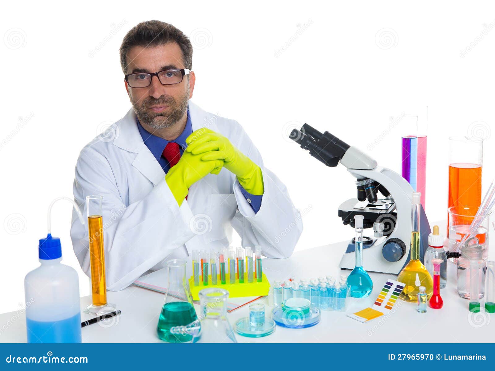 Chemical Laboratory Scientist Man Working Portrait Stock Photo Image
