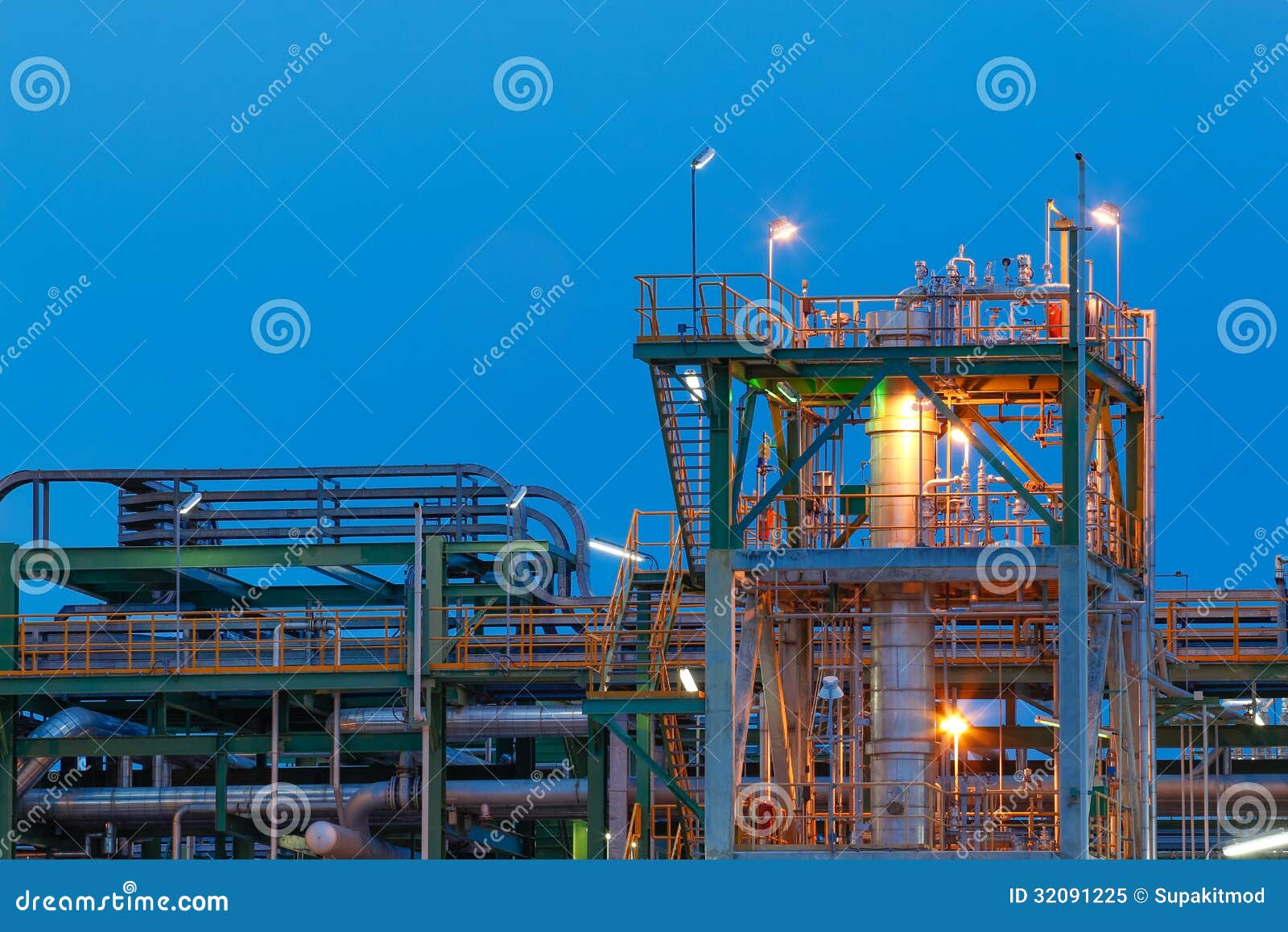 Chemical Plant with Lighting Stock Image Image of technology