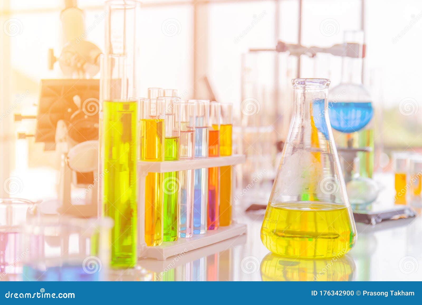 Chemical Reagent Bottles in Scientific Experiments of Various Sizes Stock Photo Image of