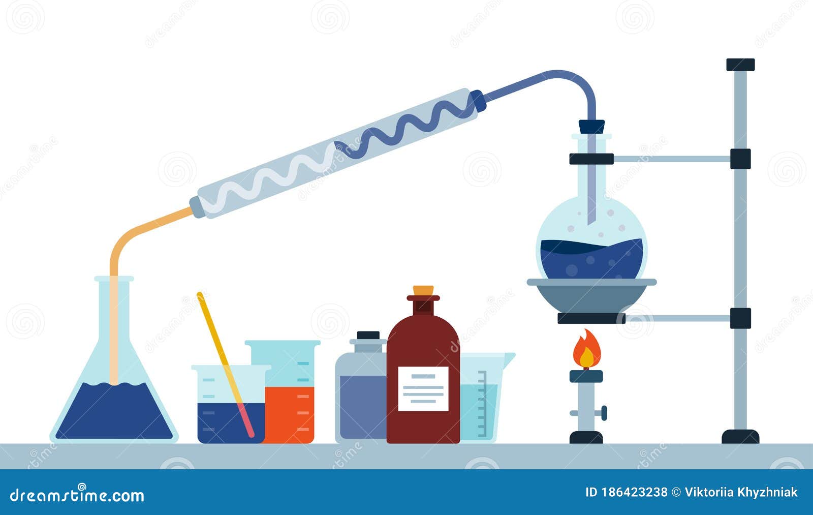 Chemical Research Laboratory Vector Illustration in Flat Style. Stock ...