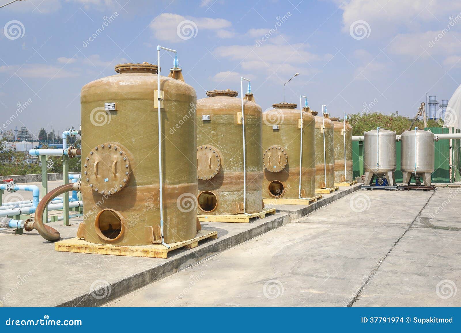 Chemical Tank Storage with PVC Pipe Line Stock Photo Image of