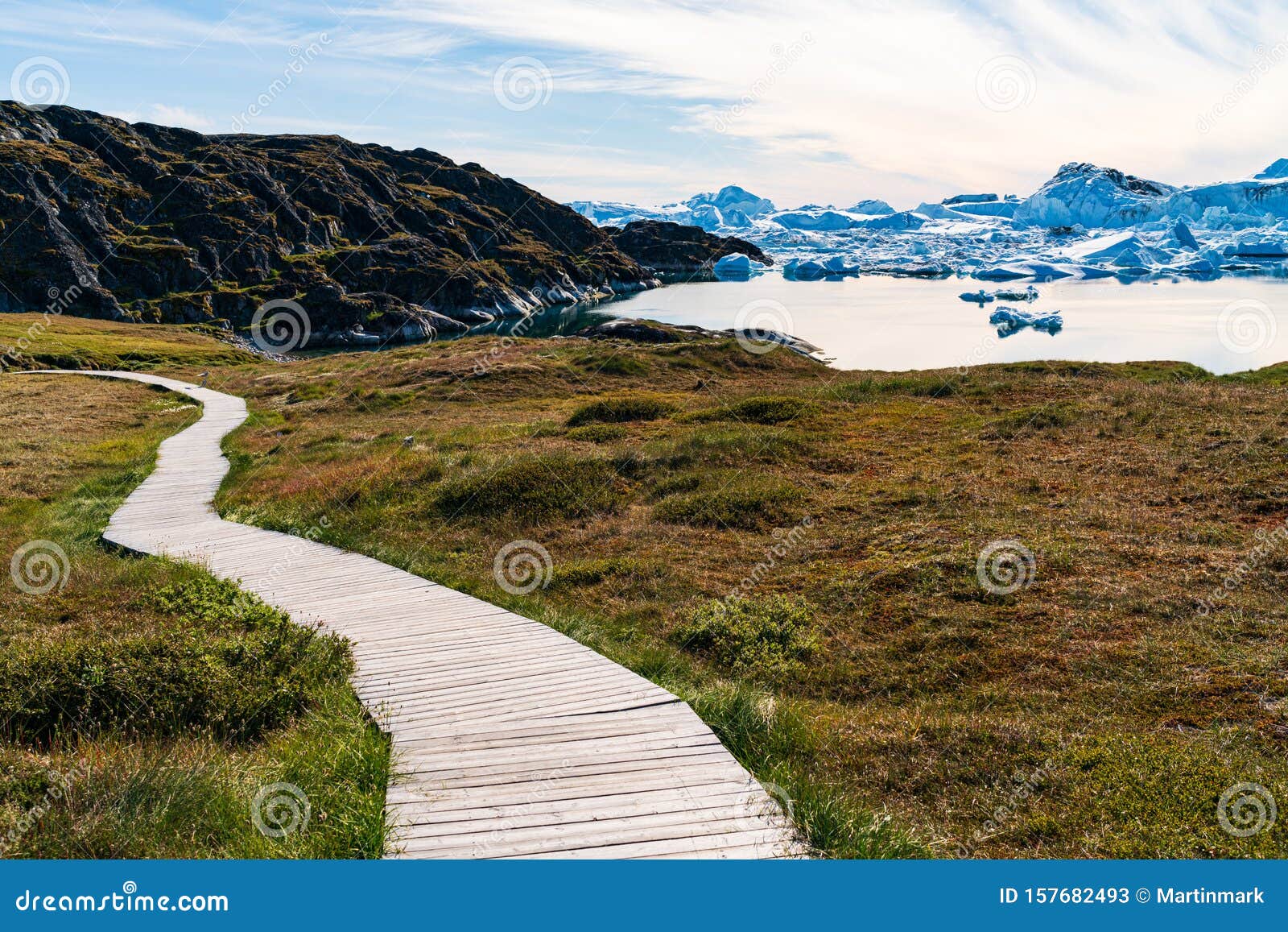 Chemin De Randonnée Pédestre Dans Le Paysage Naturel Arctique Du Groenland  Avec Icebergs Dans Le Fjord De Glace Ilulissat Image stock - Image du  ambiant, compartiment: 157682493