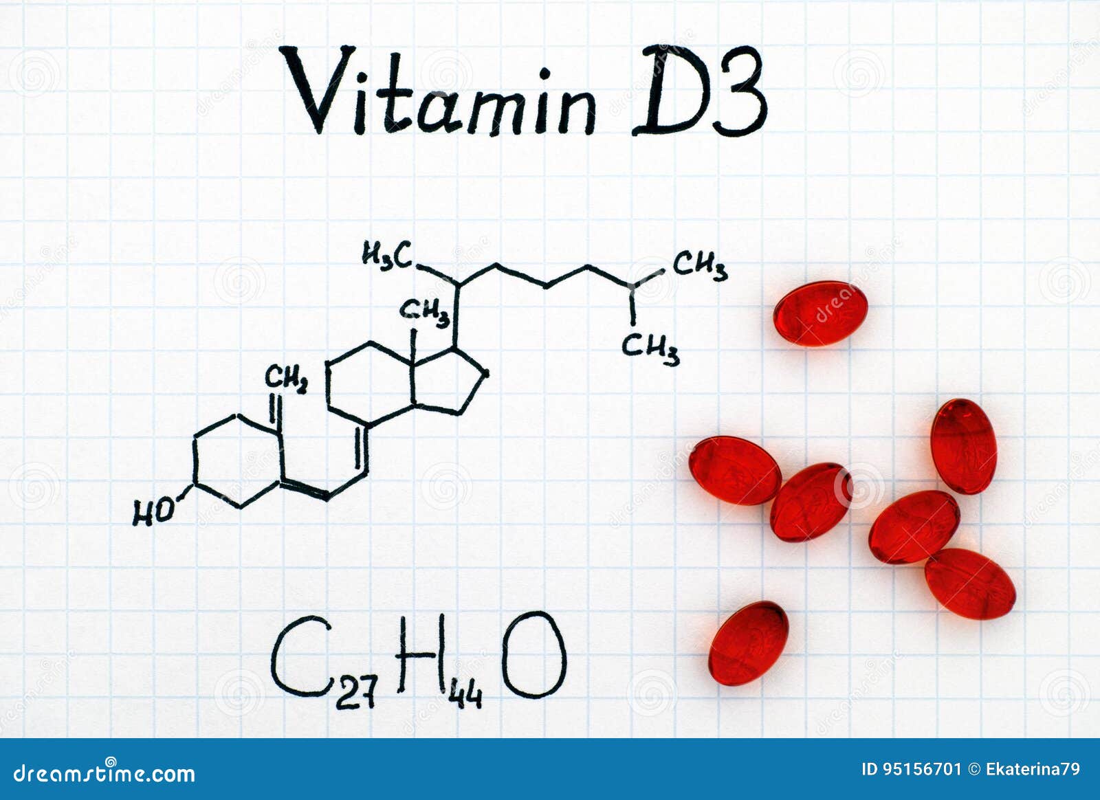 Persoon belast met sportgame romantisch Gepland Chemische Formule Van Vitamine D3 En Pillen Stock Afbeelding - Image of  chemisch, tekst: 95156701