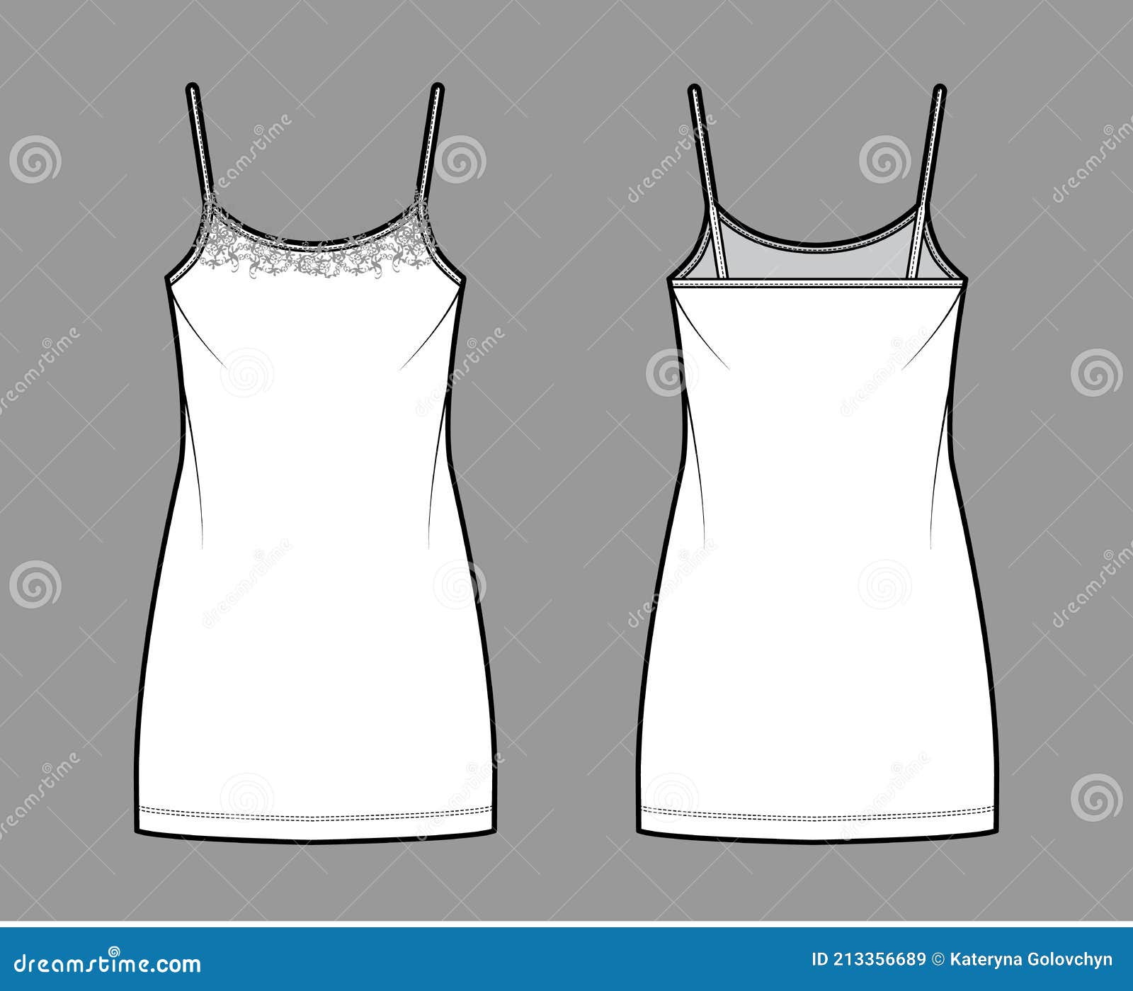 Chemise Dress Sleepwear Pajama Technical Fashion Illustration with Mini ...