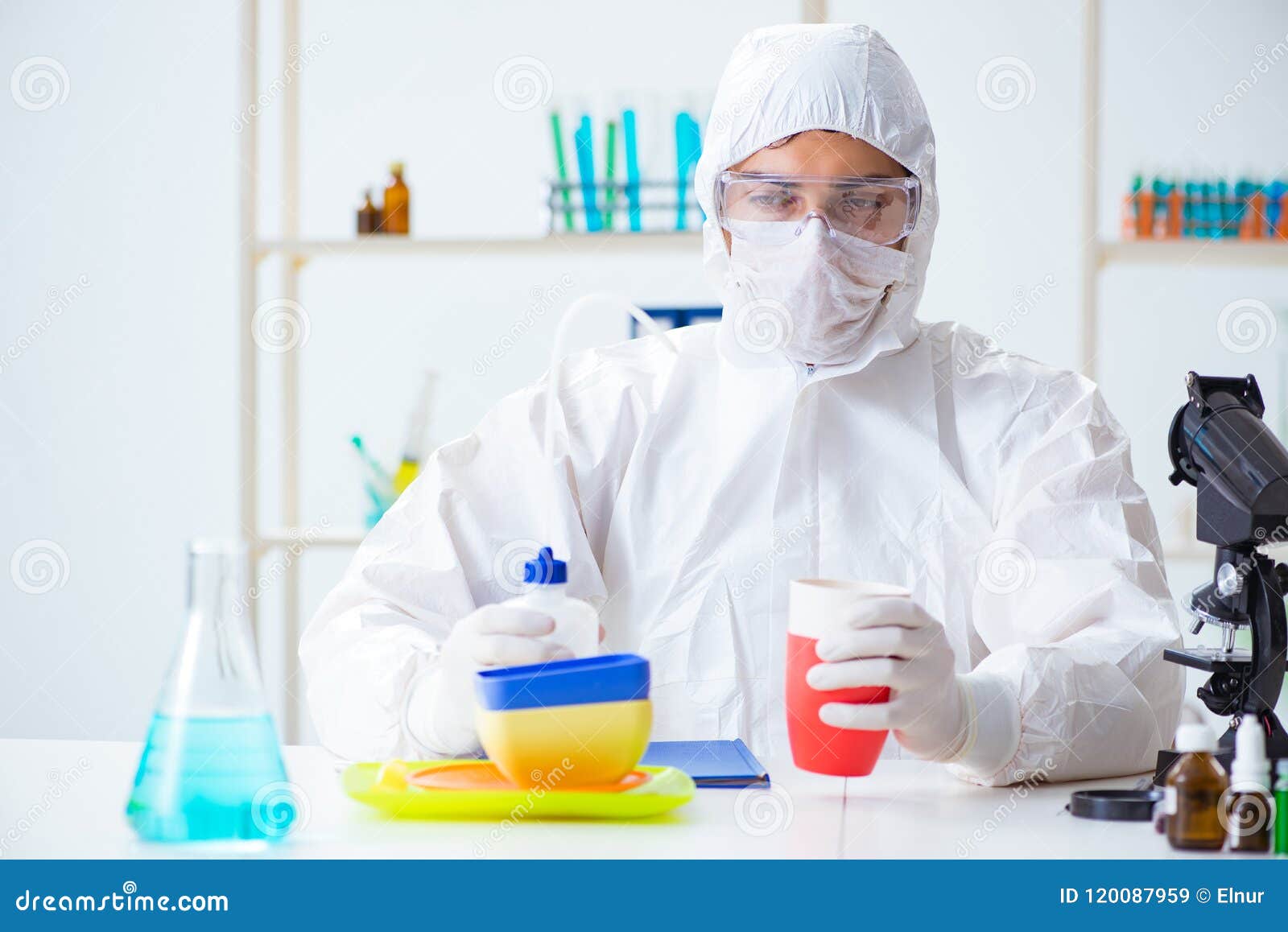 The Chemist Checking and Testing Plastic Dishes Stock Image Image of