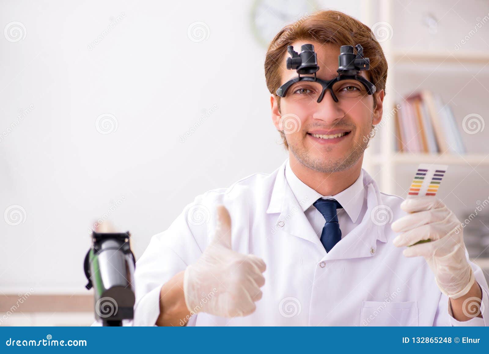 The Chemist in the Lab Checking with Ph Strips Stock Photo Image of