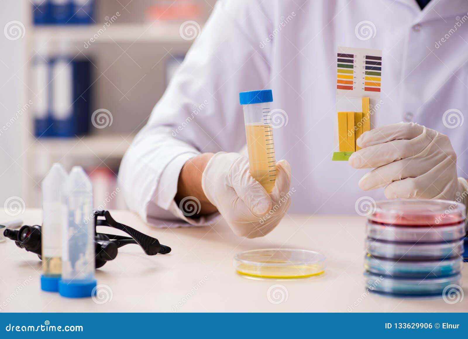 The Chemist in the Lab Checking with Ph Strips Stock Photo Image of