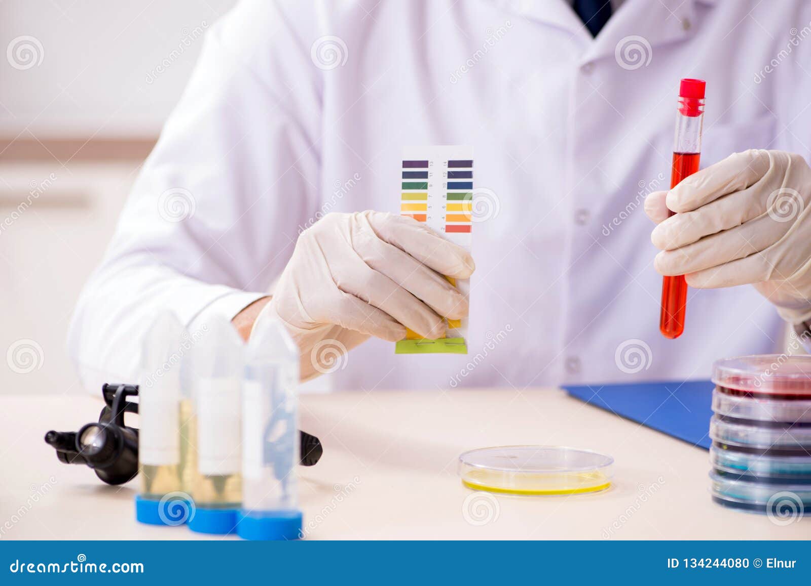 The Chemist in the Lab Checking with Ph Strips Stock Photo Image of