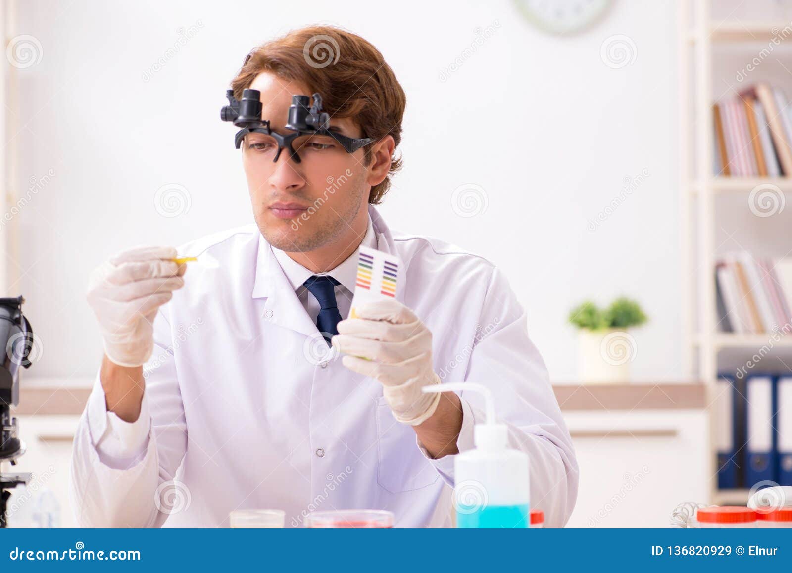 The Chemist in the Lab Checking with Ph Strips Stock Image Image of
