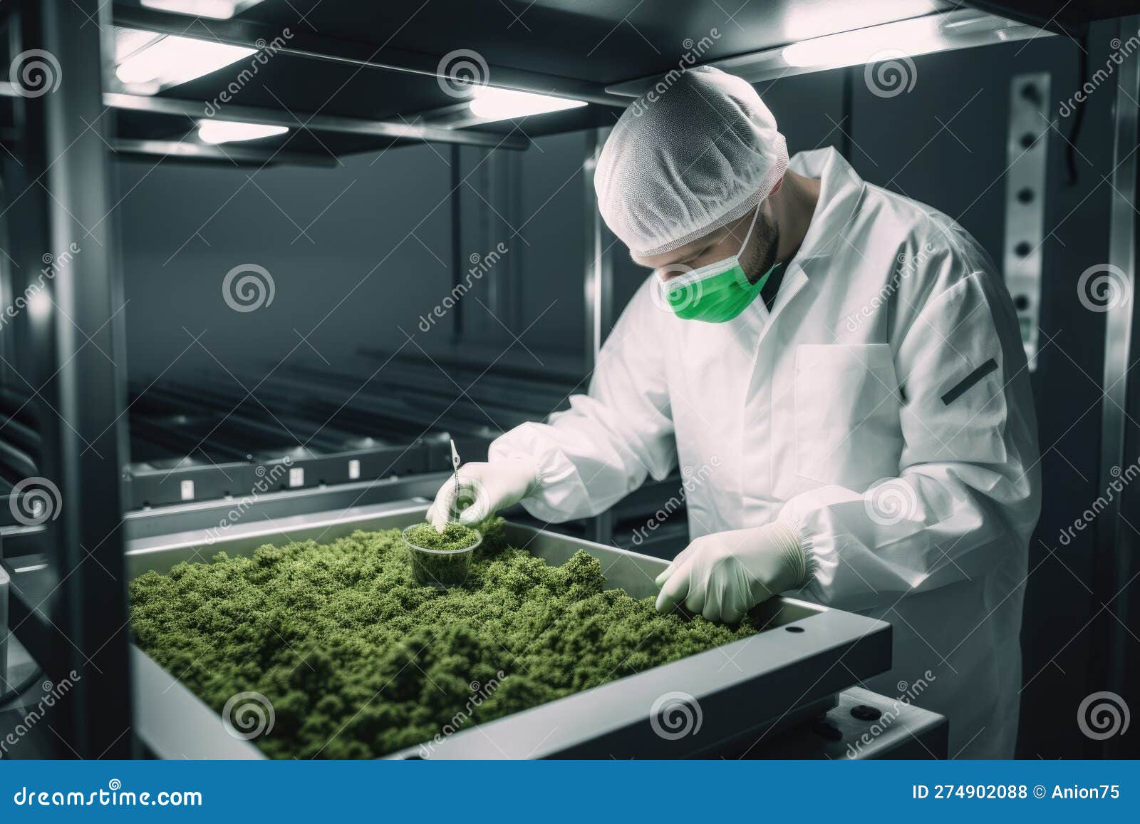 A Chemist is Looking at Cannabis Plant, Generative AI Stock